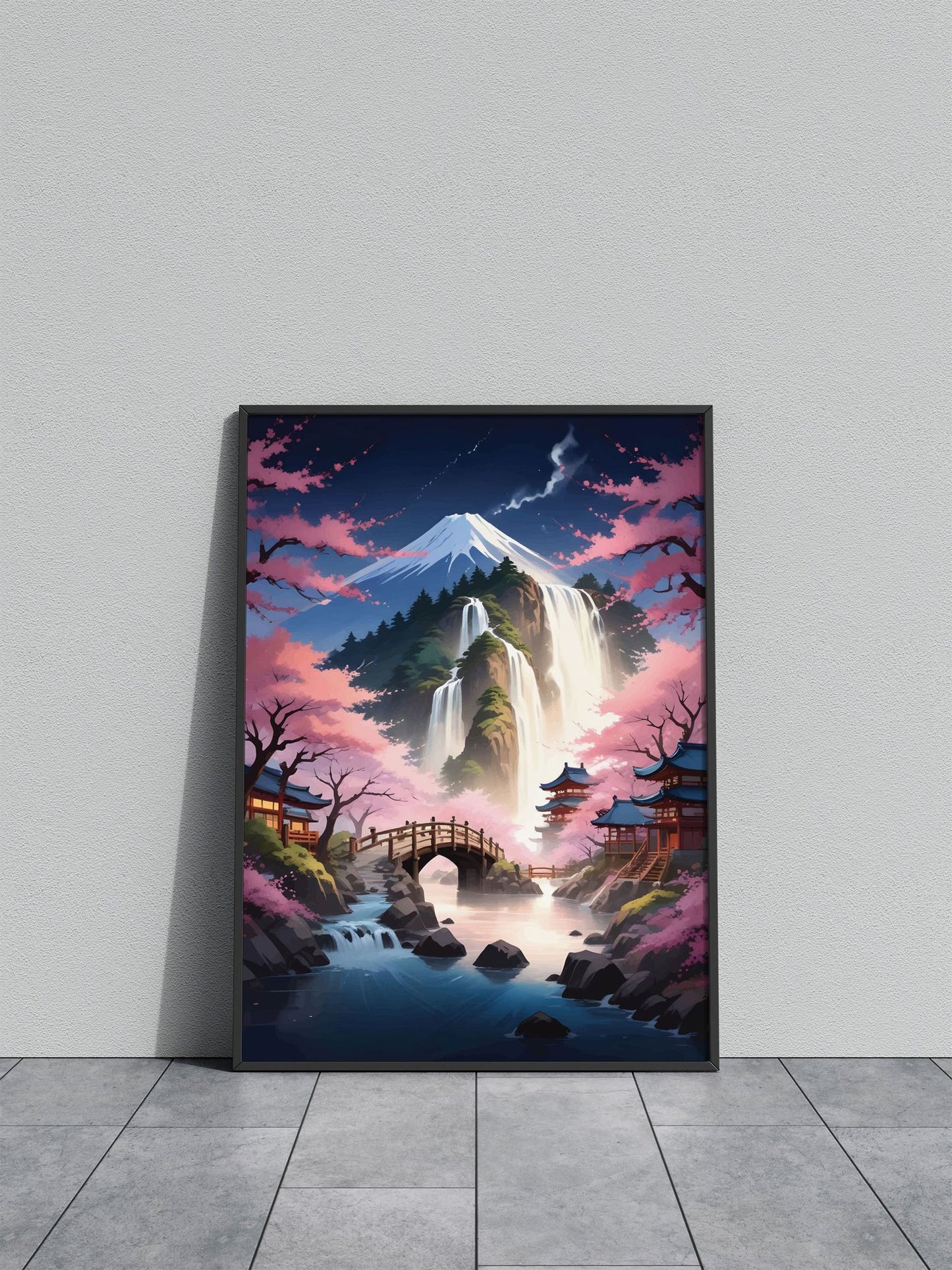 Mont Fuji Waterfall Asian Style Poster | Wall Art for Home & Office | High-Quality Print - High-Quality Visual Display