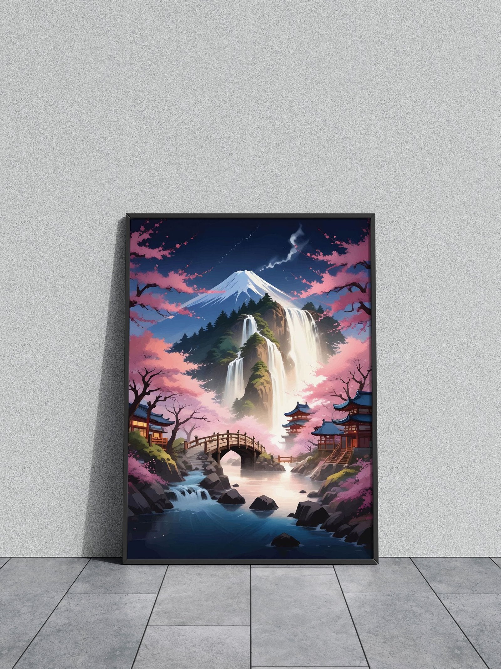 Mont Fuji Waterfall Asian Style Poster | Wall Art for Home & Office | High-Quality Print - High-Quality Visual Display