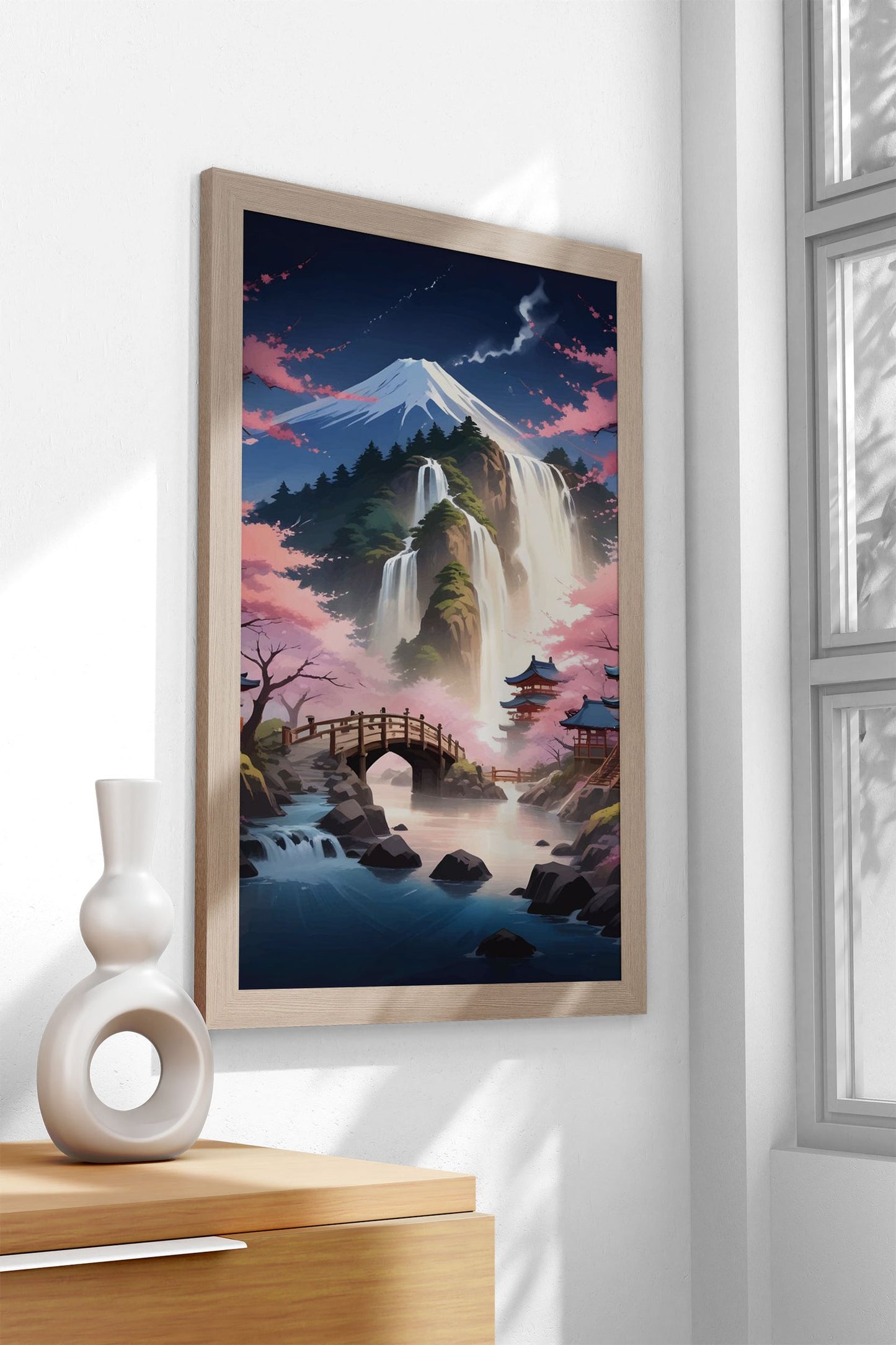 Mont Fuji Waterfall Asian Style Poster | Wall Art for Home & Office | High-Quality Print - High-Quality Visual Display