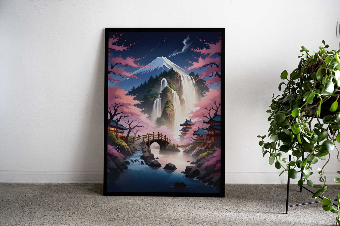 Mont Fuji Waterfall Asian Style Poster | Wall Art for Home & Office | High-Quality Print - High-Quality Visual Display