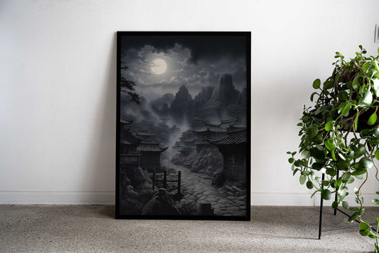 Moon Japanese Landscape Asian Style Poster | Wall Art for Home & Office | High-Quality Print - High-Quality Visual Display