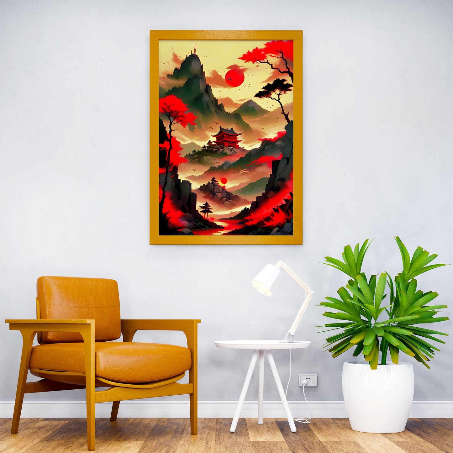 Moon Red Japan Asian Style Poster | Wall Art for Home & Office | High-Quality Print - High-Quality Visual Display