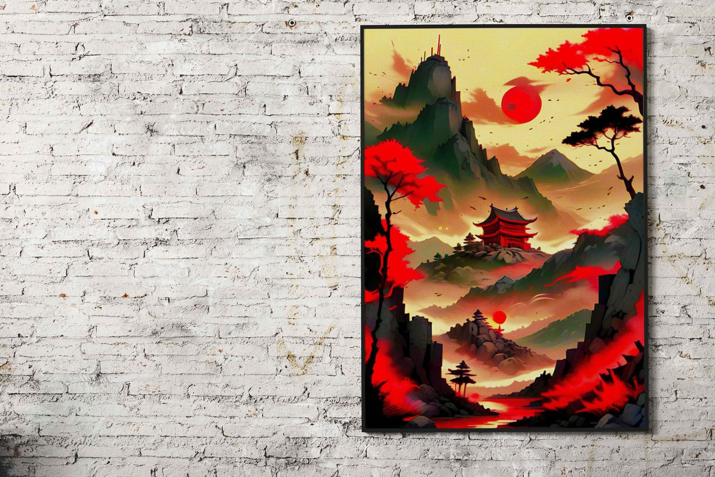 Moon Red Japan Asian Style Poster | Wall Art for Home & Office | High-Quality Print - High-Quality Visual Display