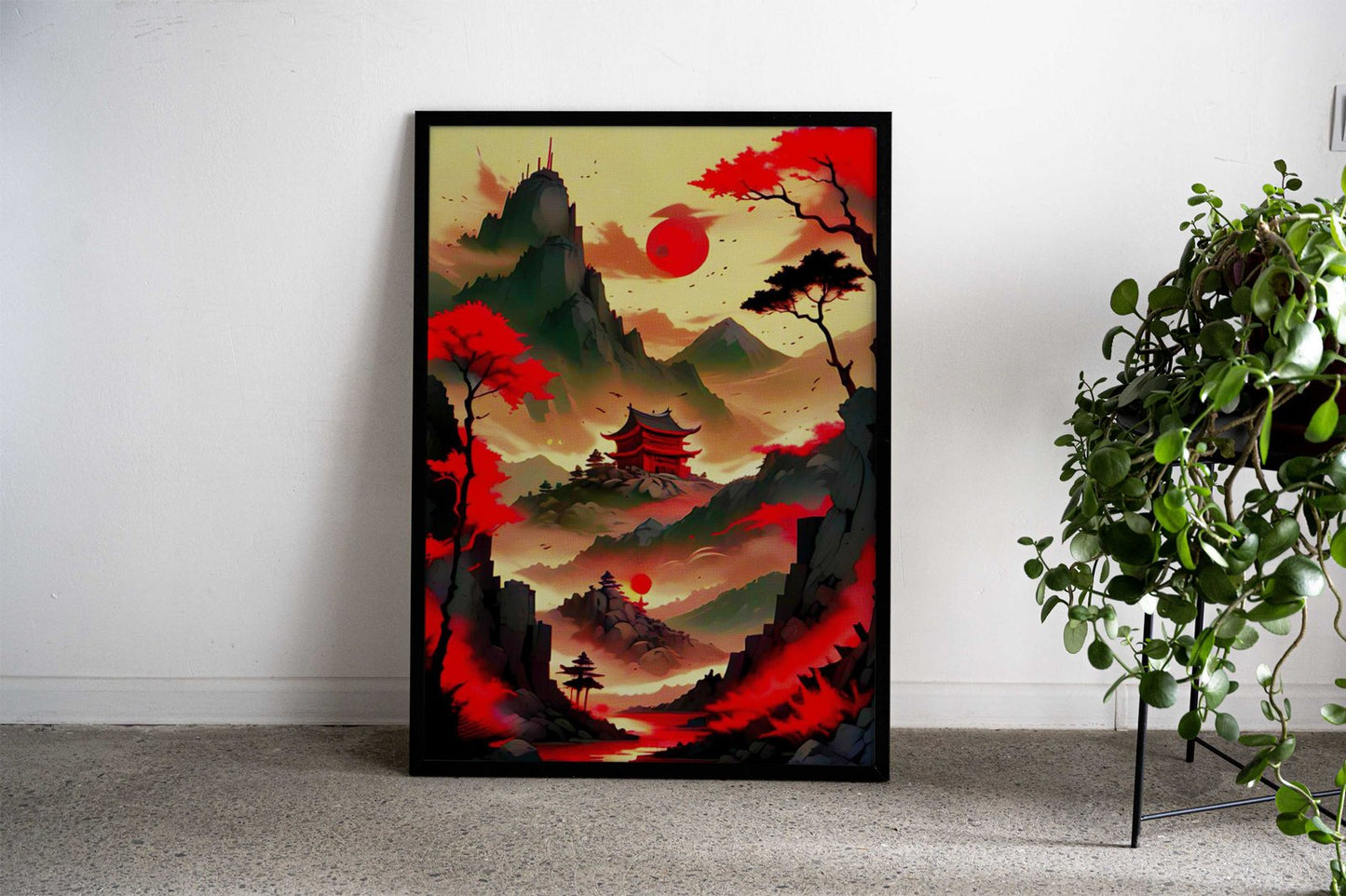 Moon Red Japan Asian Style Poster | Wall Art for Home & Office | High-Quality Print - High-Quality Visual Display