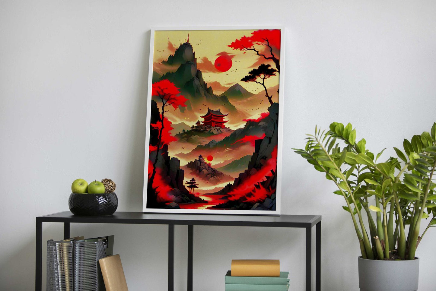 Moon Red Japan Asian Style Poster | Wall Art for Home & Office | High-Quality Print - High-Quality Visual Display