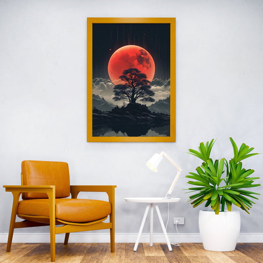 Moon and Tree Asian Style Poster | Wall Art for Home & Office | High-Quality Print - High-Quality Visual Display