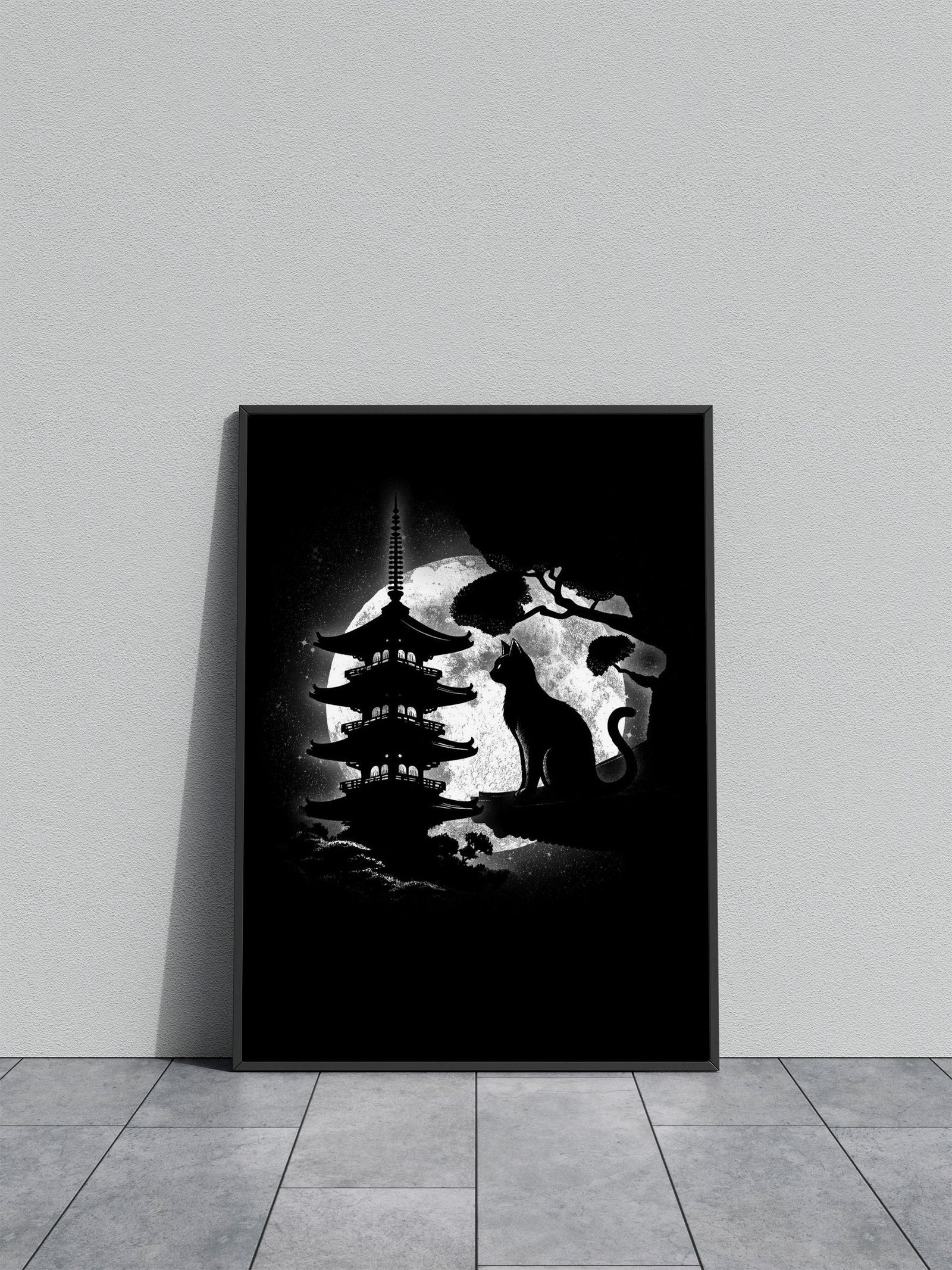 Moonlight Neko Cat Asian Style Poster | Wall Art for Home & Office | High-Quality Print - High-Quality Visual Display