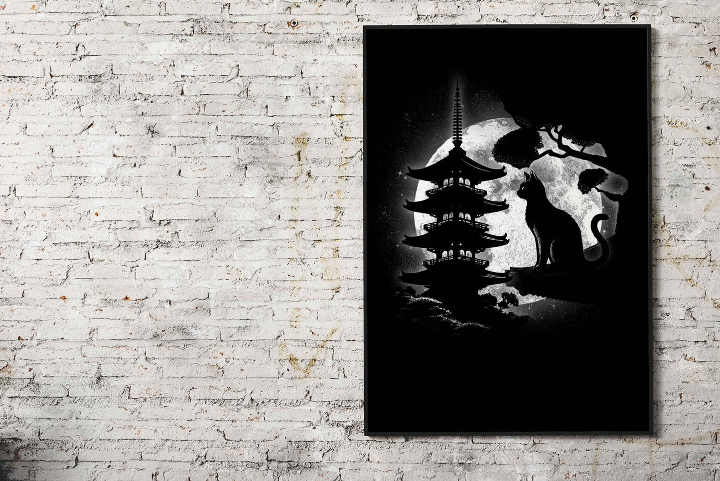 Moonlight Neko Cat Asian Style Poster | Wall Art for Home & Office | High-Quality Print - High-Quality Visual Display