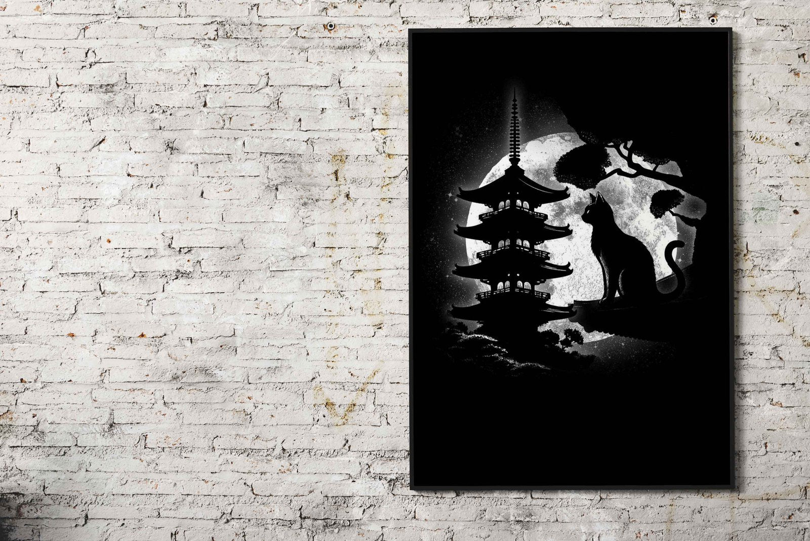 Moonlight Neko Cat Asian Style Poster | Wall Art for Home & Office | High-Quality Print - High-Quality Visual Display