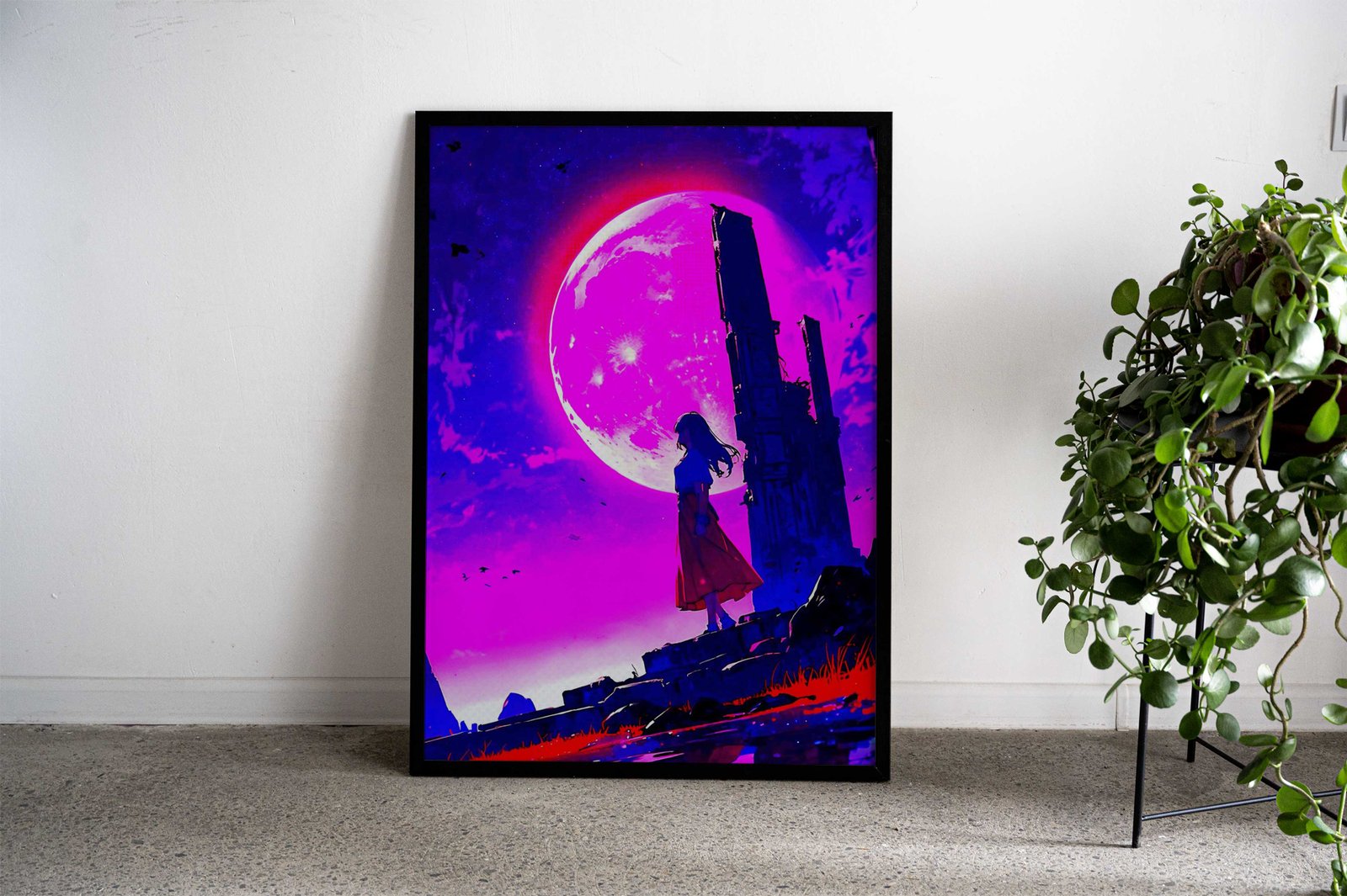 Moonlight Pink Asian Style Poster | Wall Art for Home & Office | High-Quality Print - High-Quality Visual Display