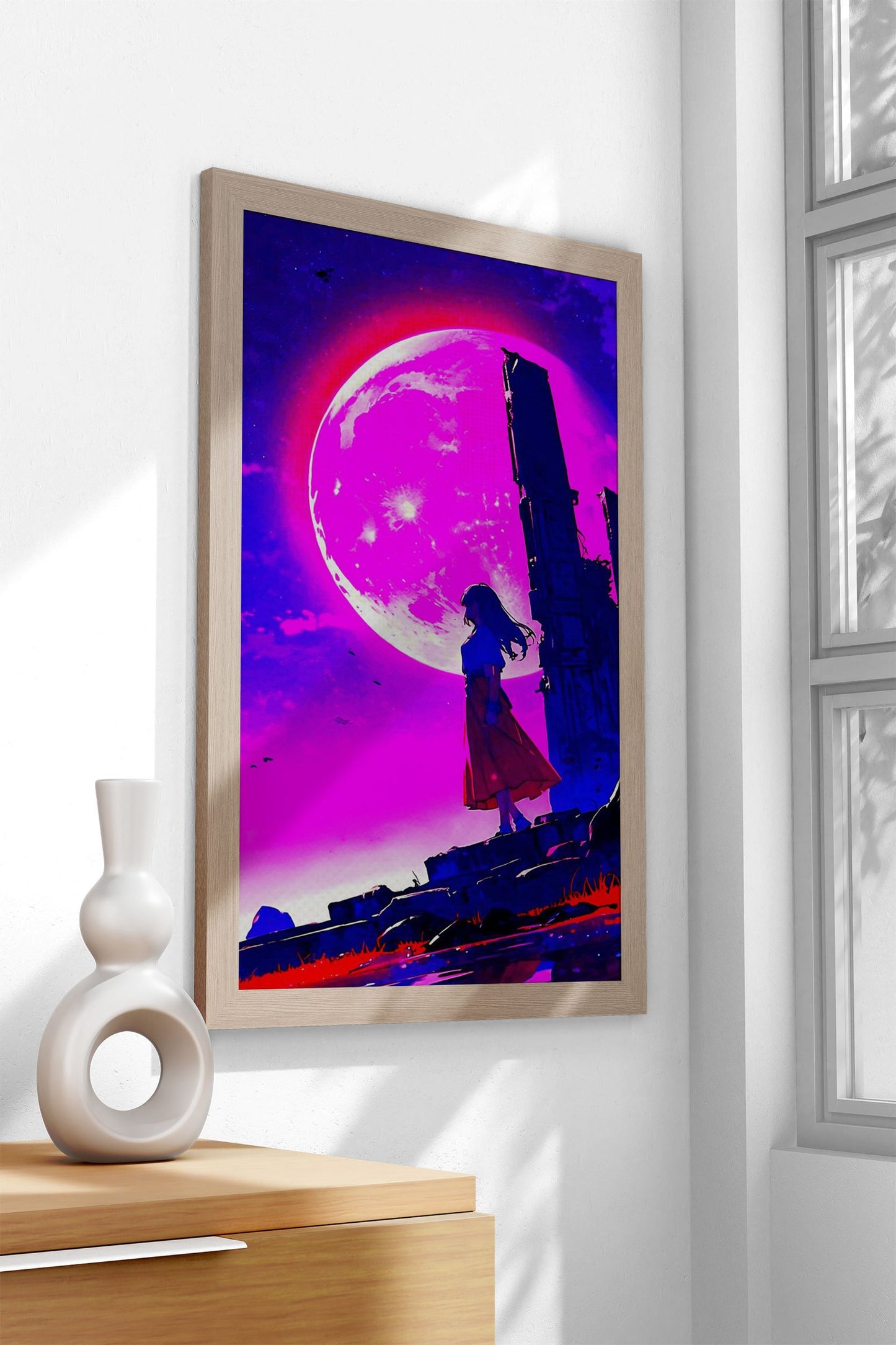 Moonlight Pink Asian Style Poster | Wall Art for Home & Office | High-Quality Print - High-Quality Visual Display