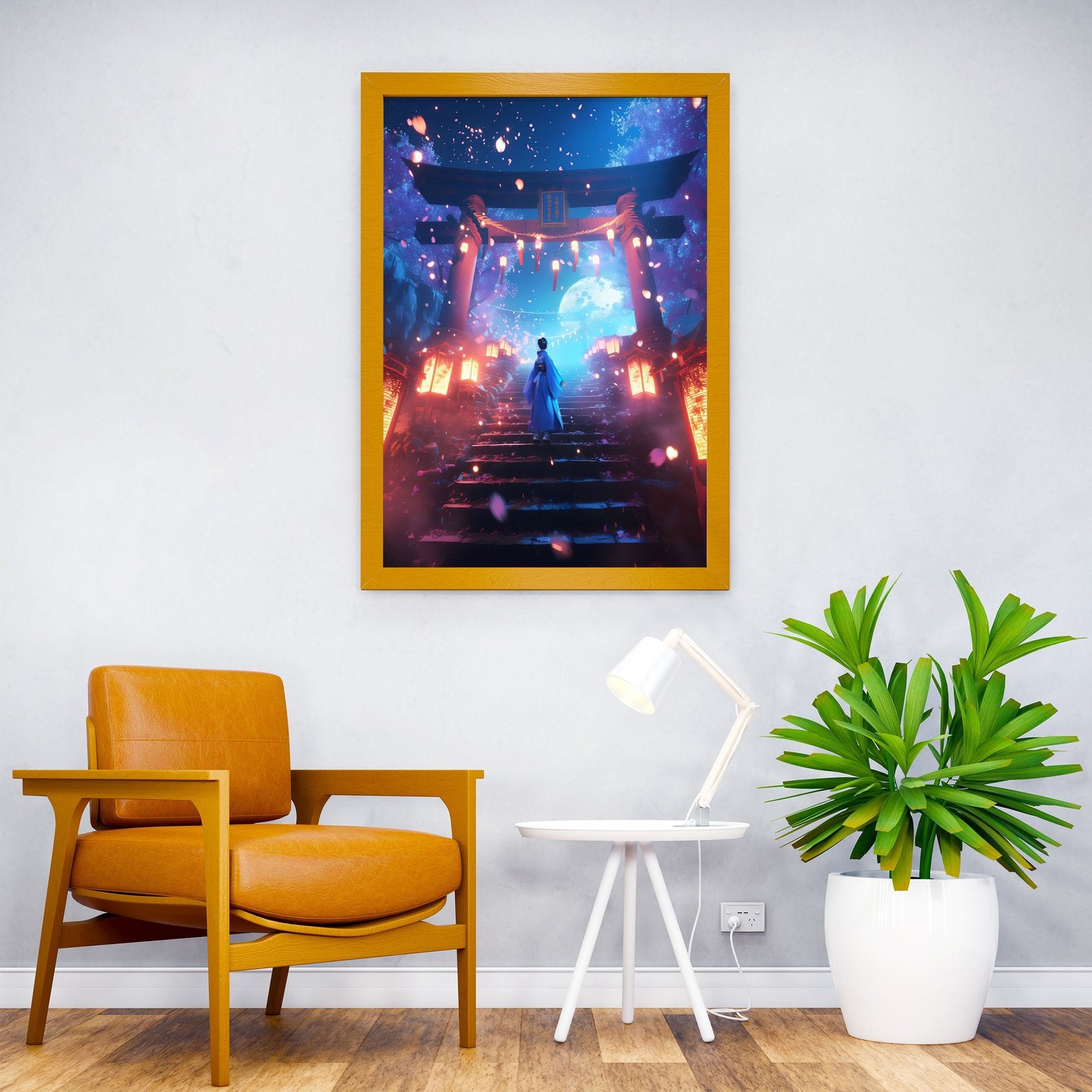 Moonlit Geisha Torii Gate Asian Style Poster | Wall Art for Home & Office | High-Quality Print - High-Quality Visual Display