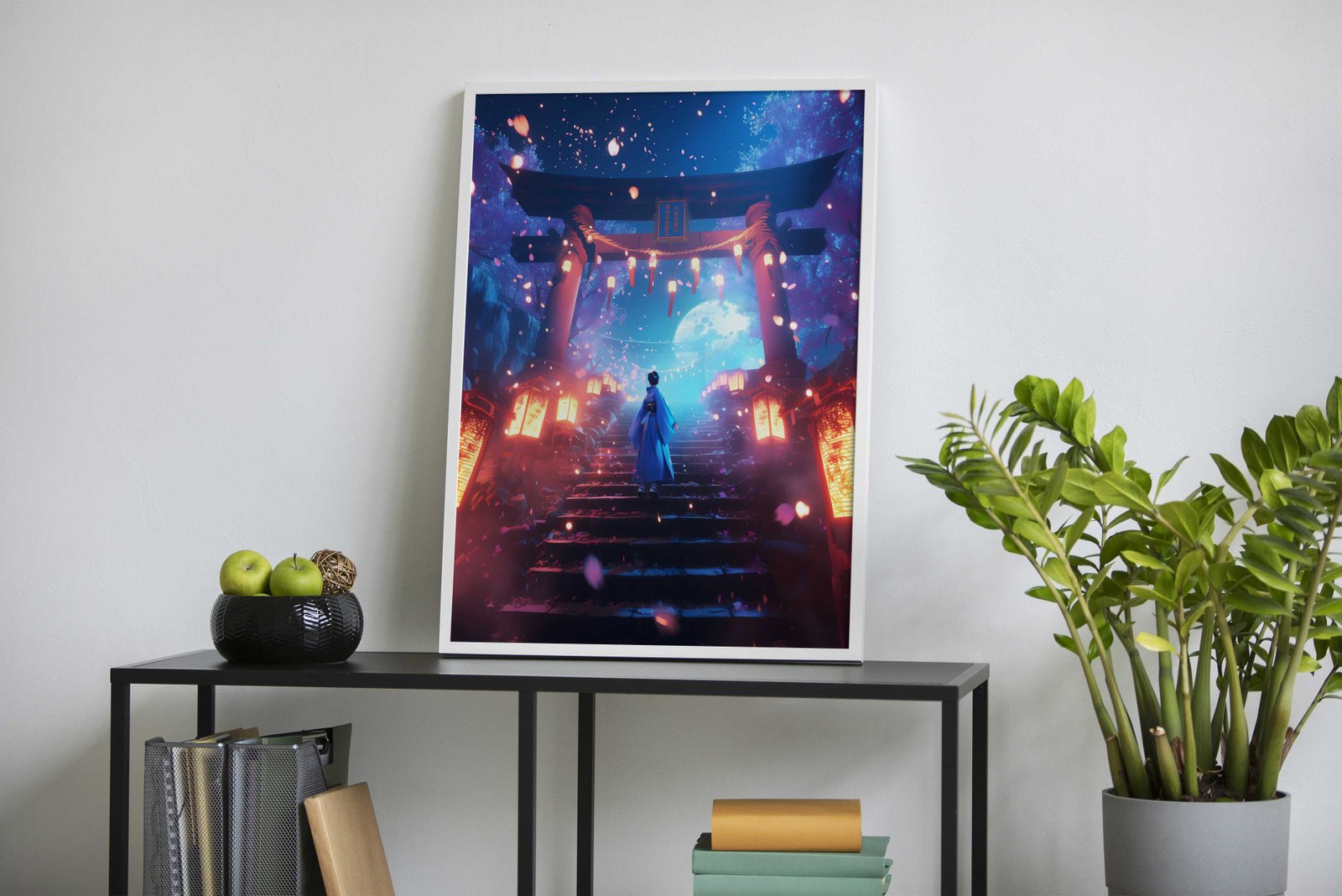 Moonlit Geisha Torii Gate Asian Style Poster | Wall Art for Home & Office | High-Quality Print - High-Quality Visual Display