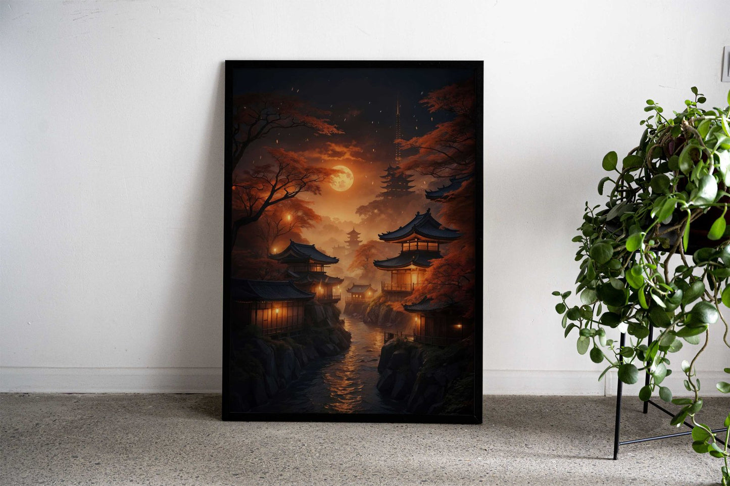 Moonlit Sakura Haven Asian Style Poster | Wall Art for Home & Office | High-Quality Print - High-Quality Visual Display