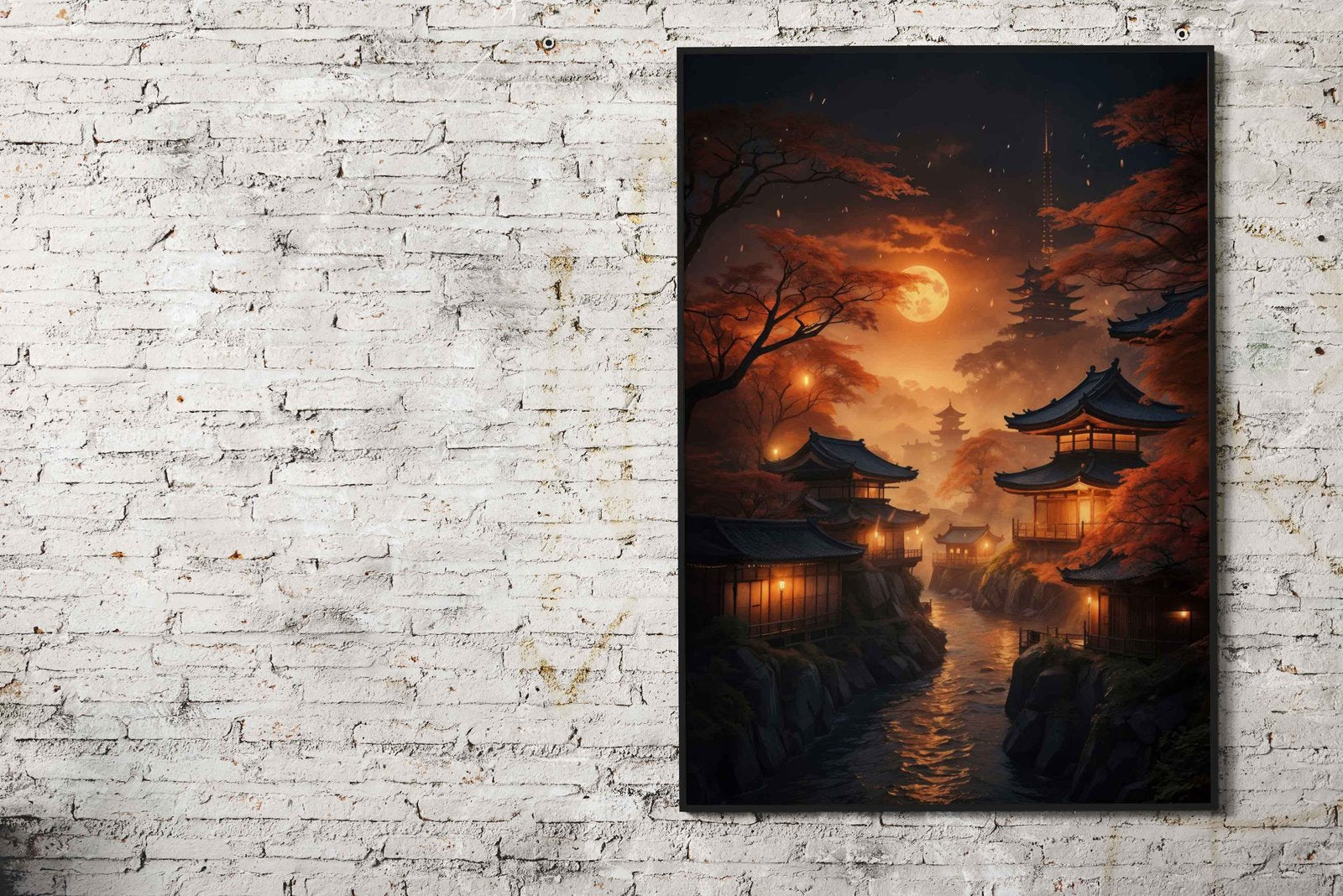 Moonlit Sakura Haven Asian Style Poster | Wall Art for Home & Office | High-Quality Print - High-Quality Visual Display