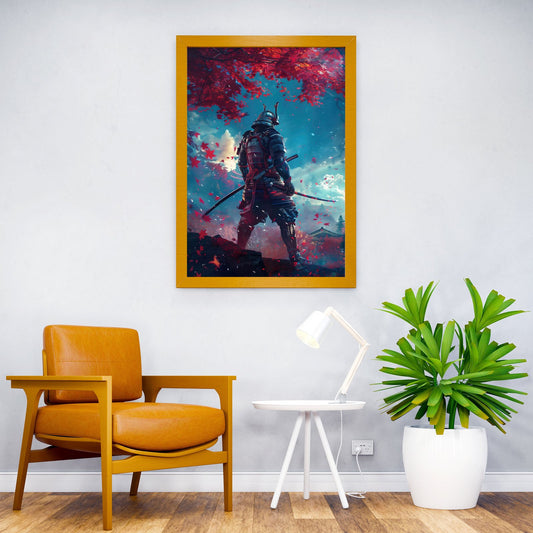 Moonlit Sakura Samurai Asian Style Poster | Wall Art for Home & Office | High-Quality Print - High-Quality Visual Display