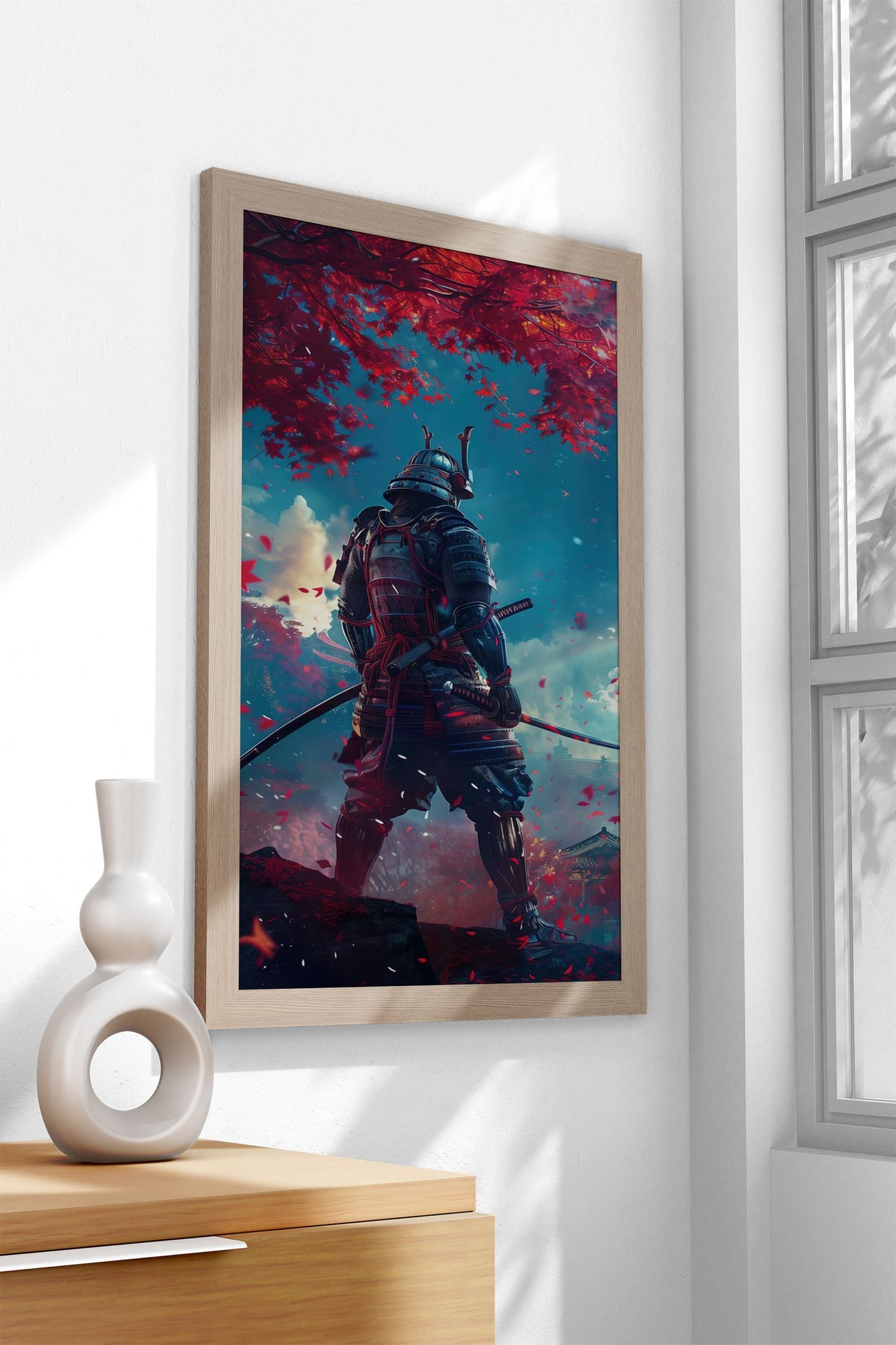 Moonlit Sakura Samurai Asian Style Poster | Wall Art for Home & Office | High-Quality Print - High-Quality Visual Display