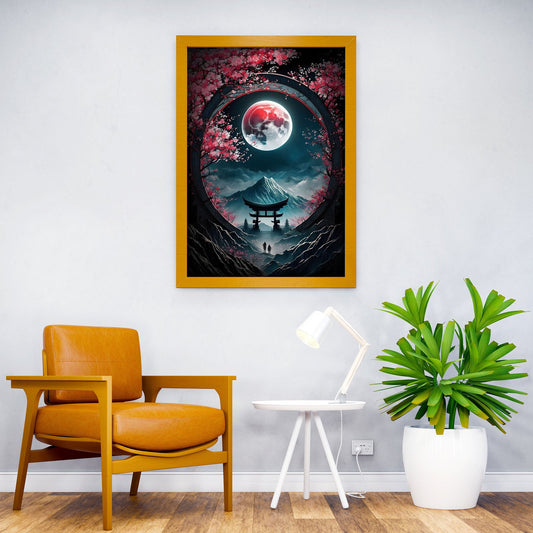Moonlit Sakura Serenity Asian Style Poster | Wall Art for Home & Office | High-Quality Print - High-Quality Visual Display