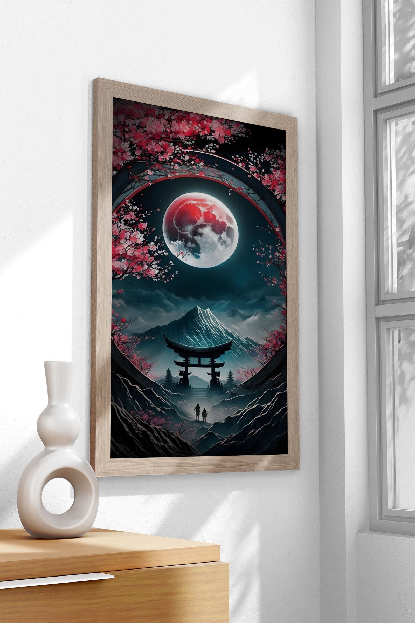 Moonlit Sakura Serenity Asian Style Poster | Wall Art for Home & Office | High-Quality Print - High-Quality Visual Display