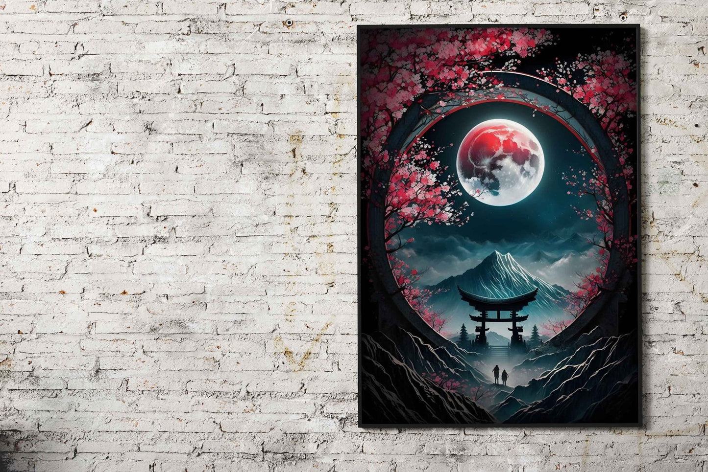 Moonlit Sakura Serenity Asian Style Poster | Wall Art for Home & Office | High-Quality Print - High-Quality Visual Display