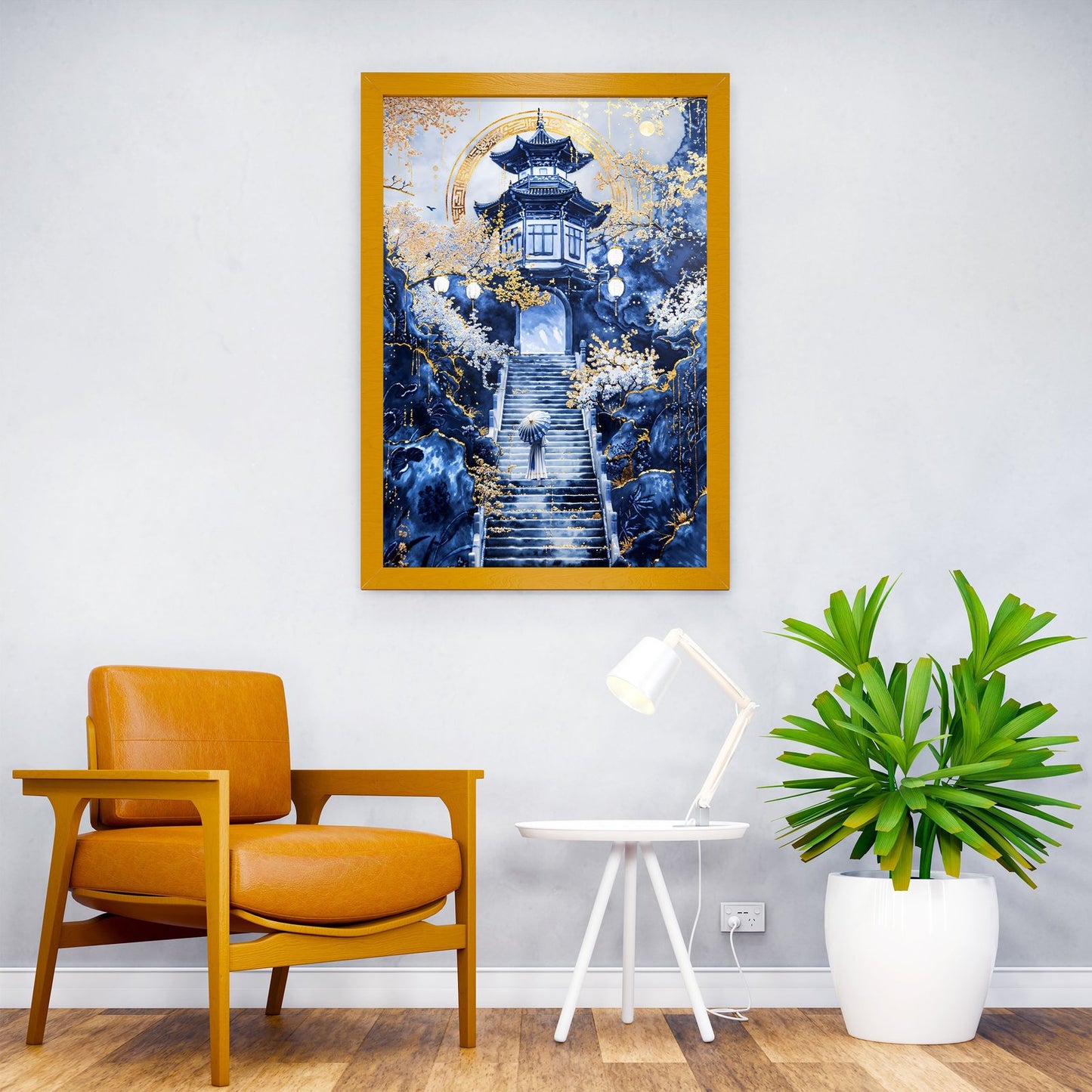 Moonlit Temple Ascent Asian Style Poster | Wall Art for Home & Office | High-Quality Print - High-Quality Visual Display