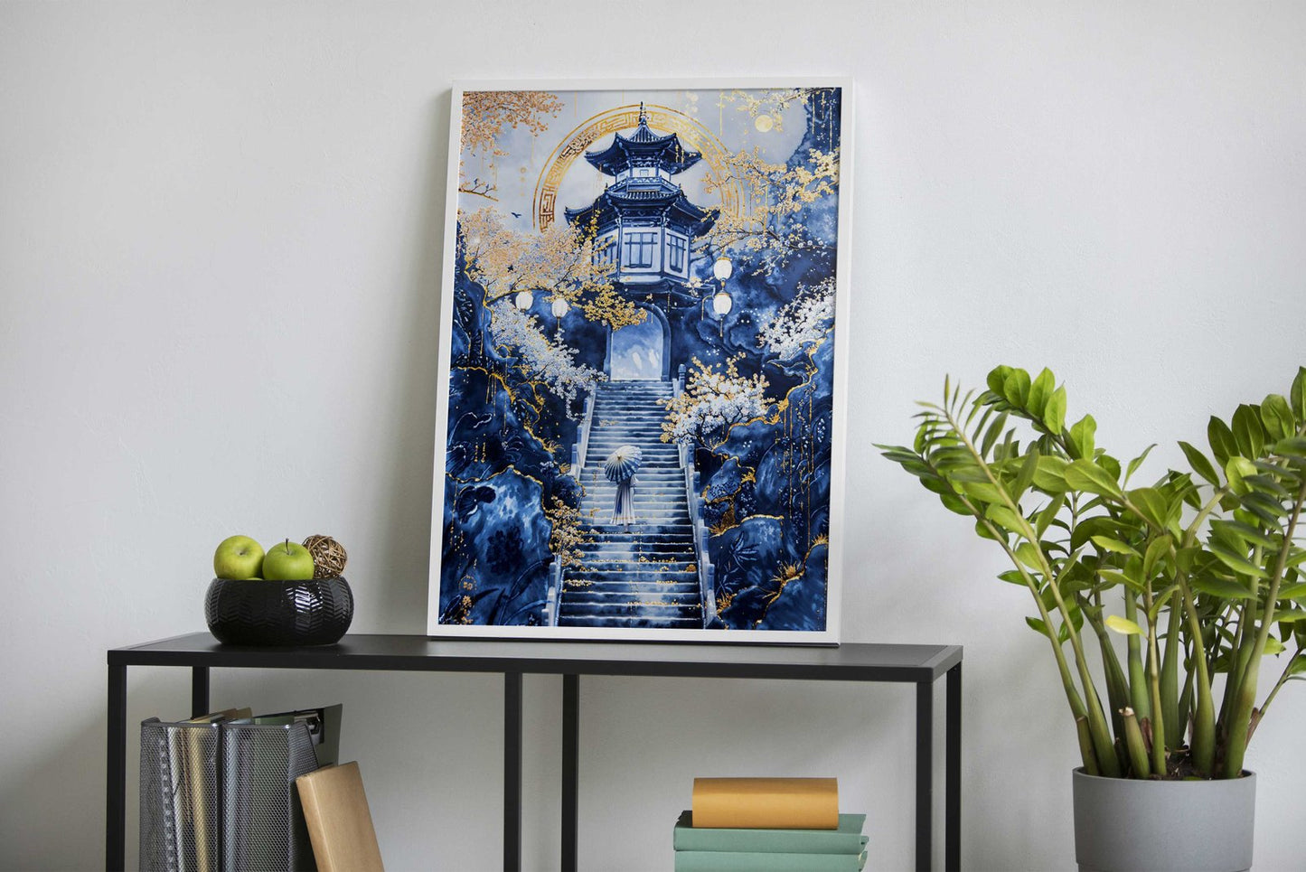 Moonlit Temple Ascent Asian Style Poster | Wall Art for Home & Office | High-Quality Print - High-Quality Visual Display