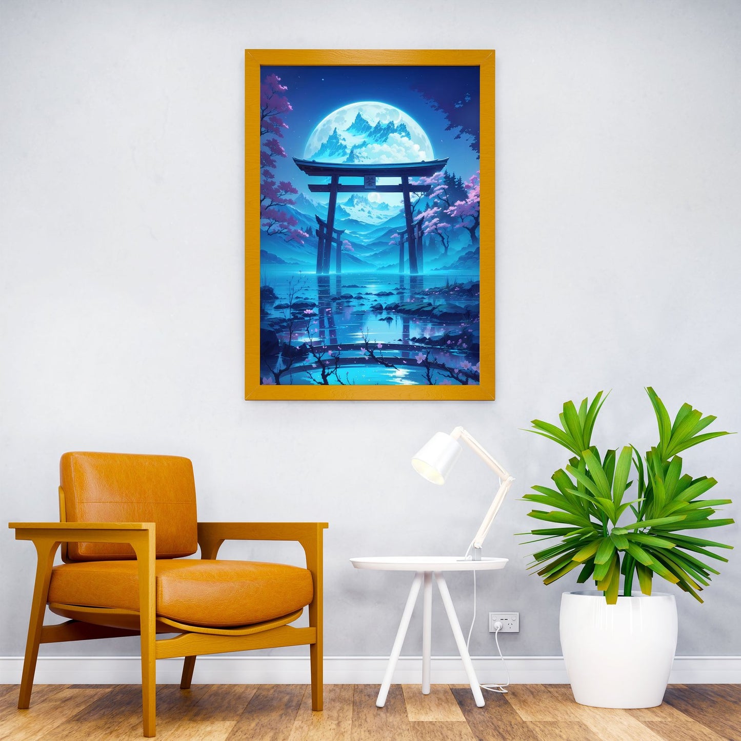 Moonlit Torii Gate Asian Style Poster | Wall Art for Home & Office | High-Quality Print - High-Quality Visual Display