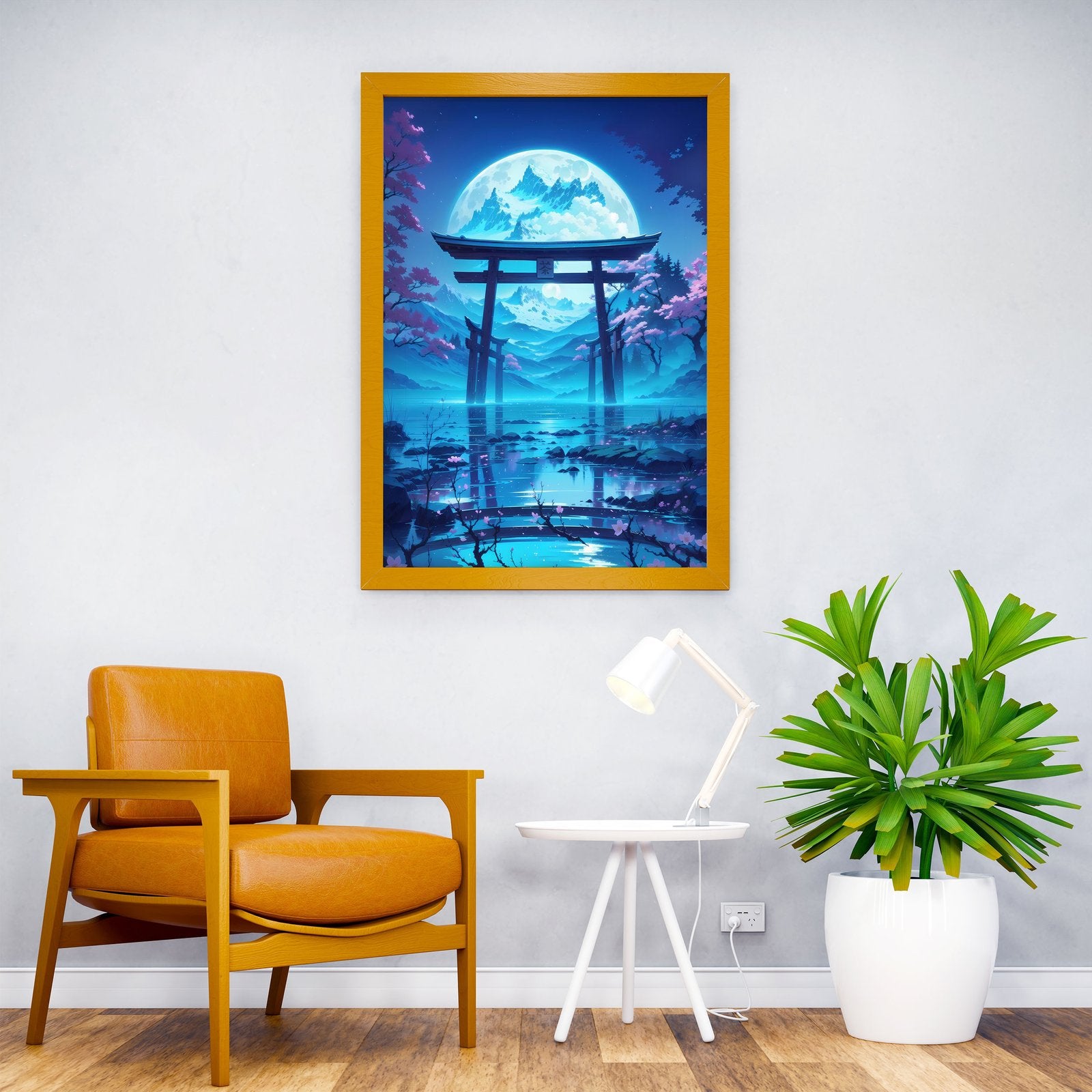 Moonlit Torii Gate Asian Style Poster | Wall Art for Home & Office | High-Quality Print - High-Quality Visual Display