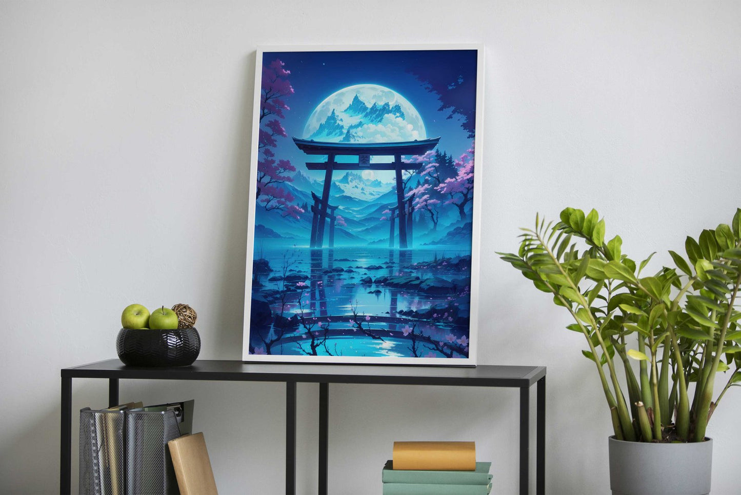 Moonlit Torii Gate Asian Style Poster | Wall Art for Home & Office | High-Quality Print - High-Quality Visual Display
