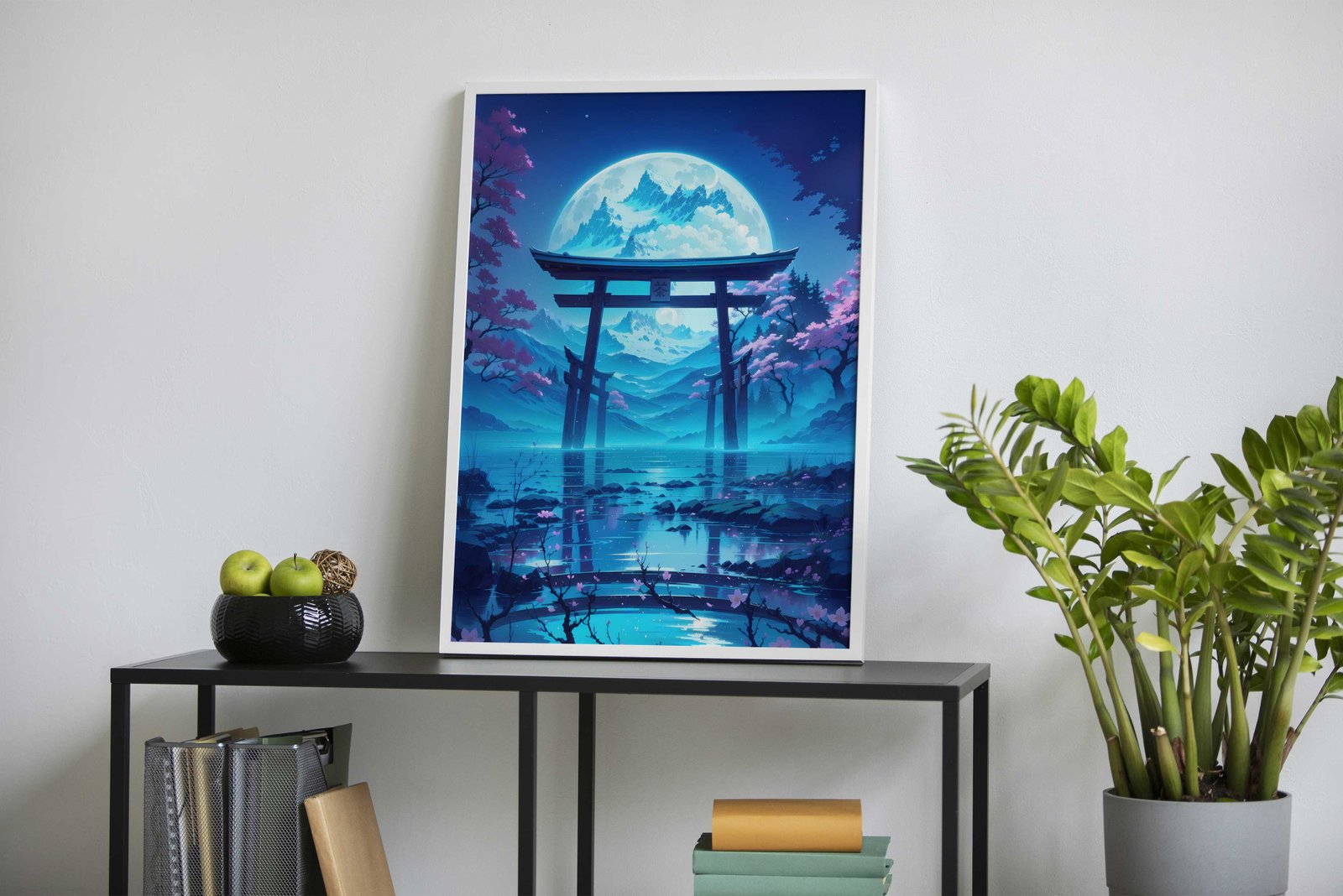 Moonlit Torii Gate Asian Style Poster | Wall Art for Home & Office | High-Quality Print - High-Quality Visual Display