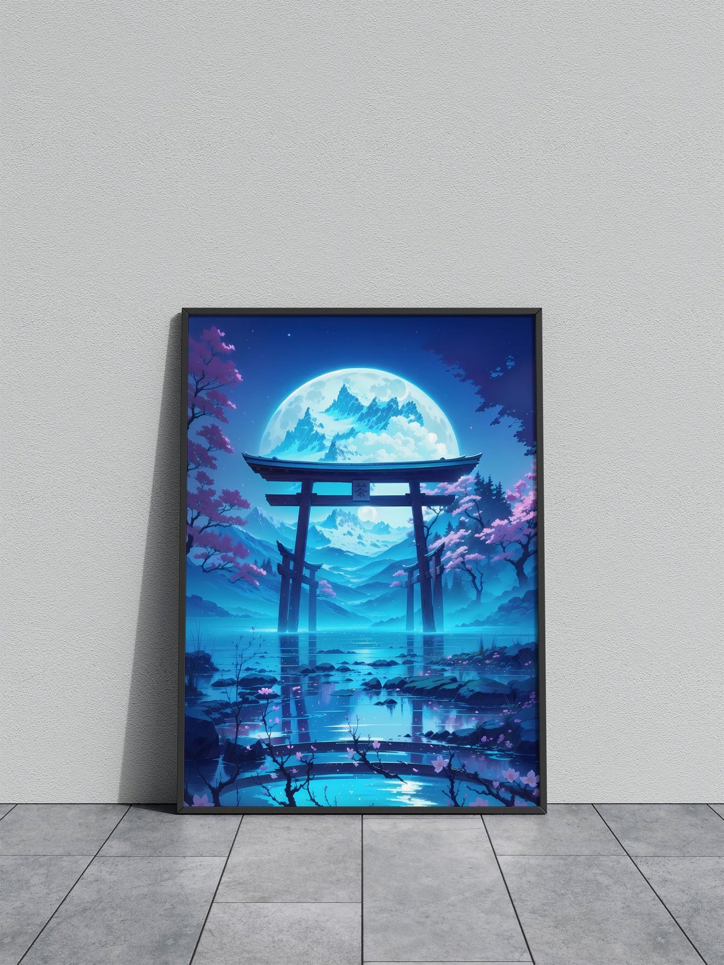 Moonlit Torii Gate Asian Style Poster | Wall Art for Home & Office | High-Quality Print - High-Quality Visual Display