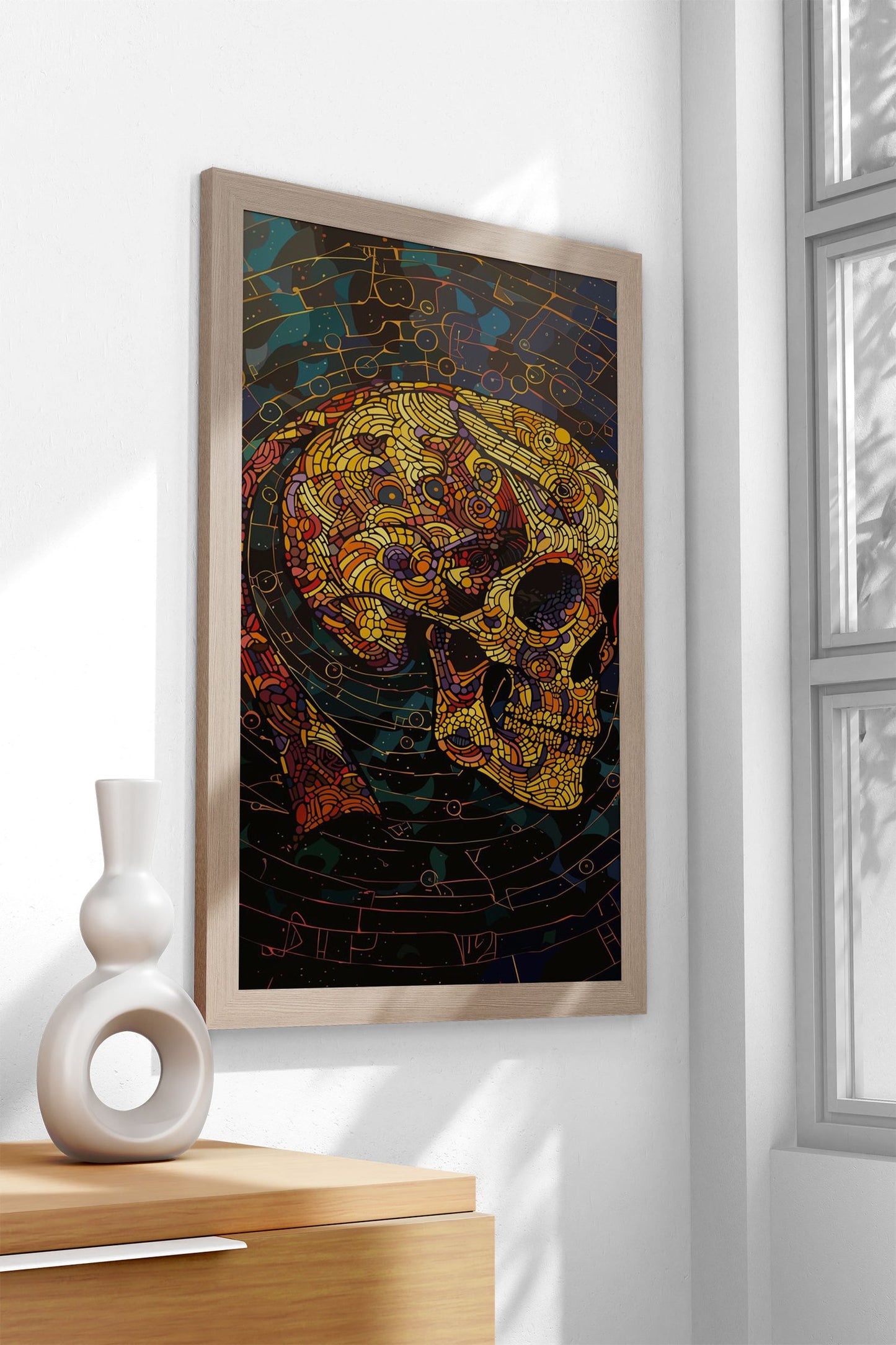 Mosaic Skull Artwork Asian Style Poster | Wall Art for Home & Office | High-Quality Print - High-Quality Visual Display
