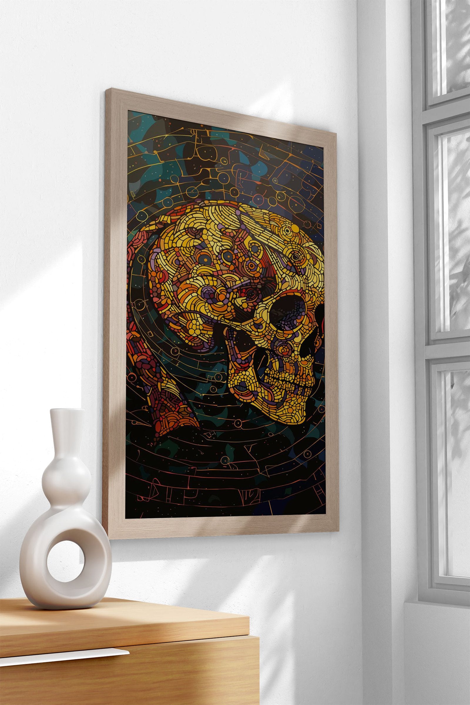 Mosaic Skull Artwork Asian Style Poster | Wall Art for Home & Office | High-Quality Print - High-Quality Visual Display