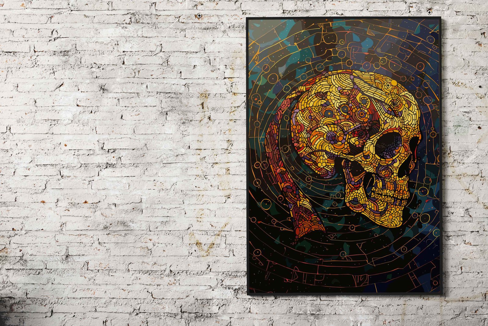 Mosaic Skull Artwork Asian Style Poster | Wall Art for Home & Office | High-Quality Print - High-Quality Visual Display