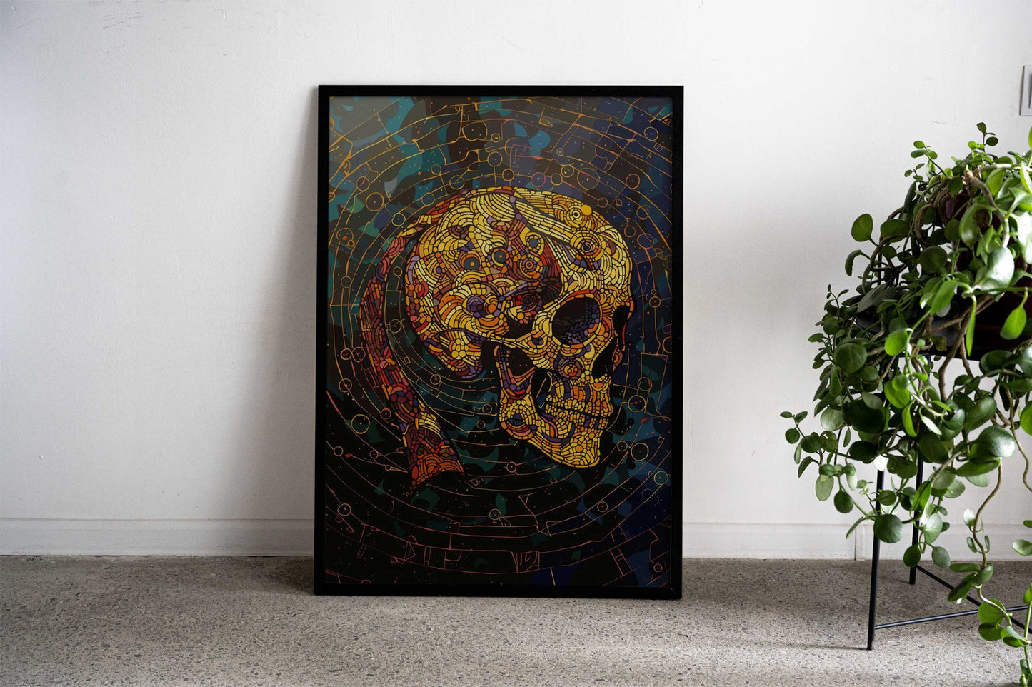 Mosaic Skull Artwork Asian Style Poster | Wall Art for Home & Office | High-Quality Print - High-Quality Visual Display