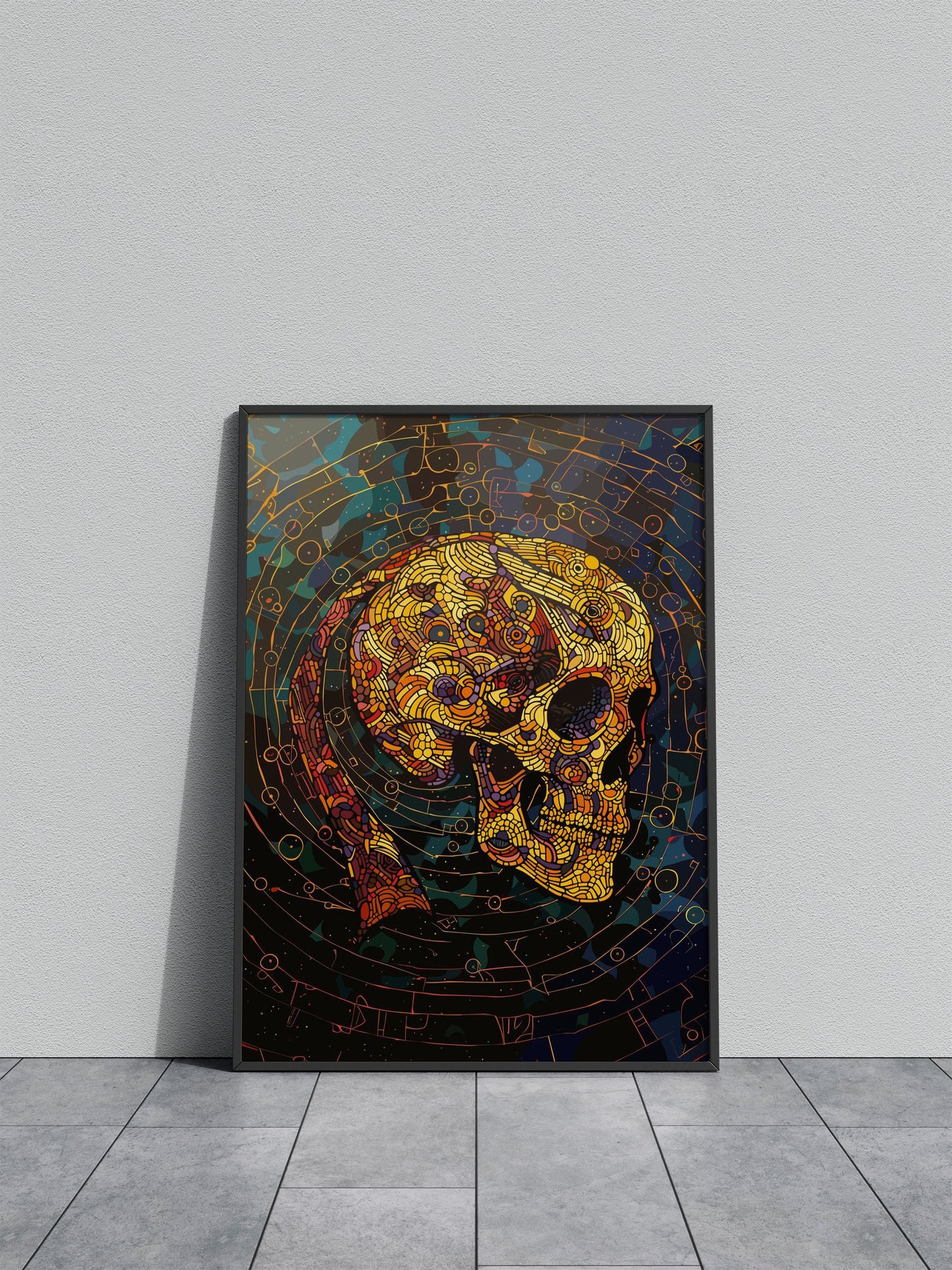 Mosaic Skull Artwork Asian Style Poster | Wall Art for Home & Office | High-Quality Print - High-Quality Visual Display
