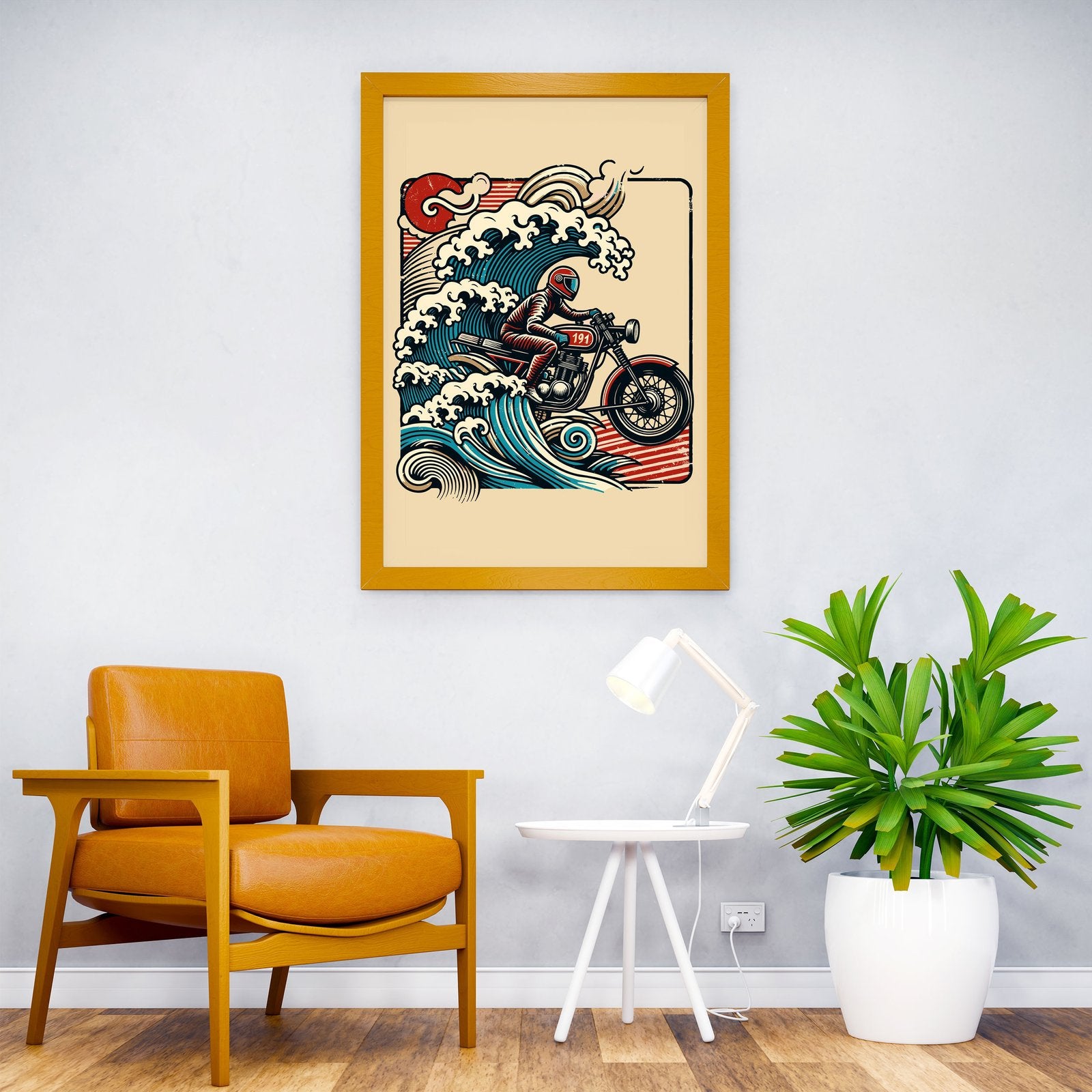 Motorcycle Wave Rider Ukiyo-e Asian Style Poster | Wall Art for Home & Office | High-Quality Print - High-Quality Visual Display