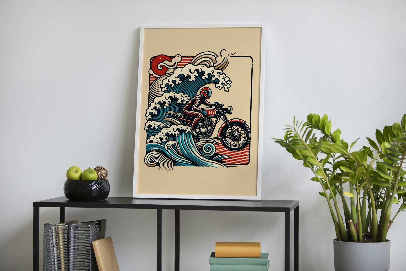 Motorcycle Wave Rider Ukiyo-e Asian Style Poster | Wall Art for Home & Office | High-Quality Print - High-Quality Visual Display