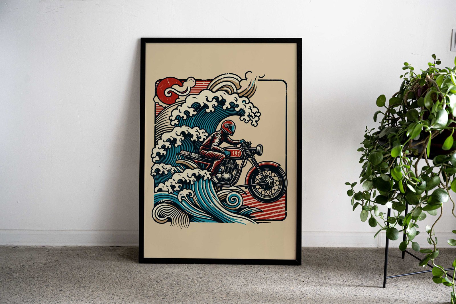 Motorcycle Wave Rider Ukiyo-e Asian Style Poster | Wall Art for Home & Office | High-Quality Print - High-Quality Visual Display
