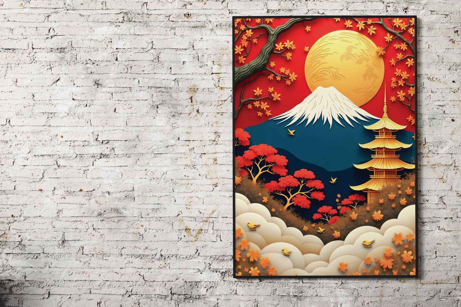 Mount Fuji Abstract Asian Style Poster | Wall Art for Home & Office | High-Quality Print - High-Quality Visual Display