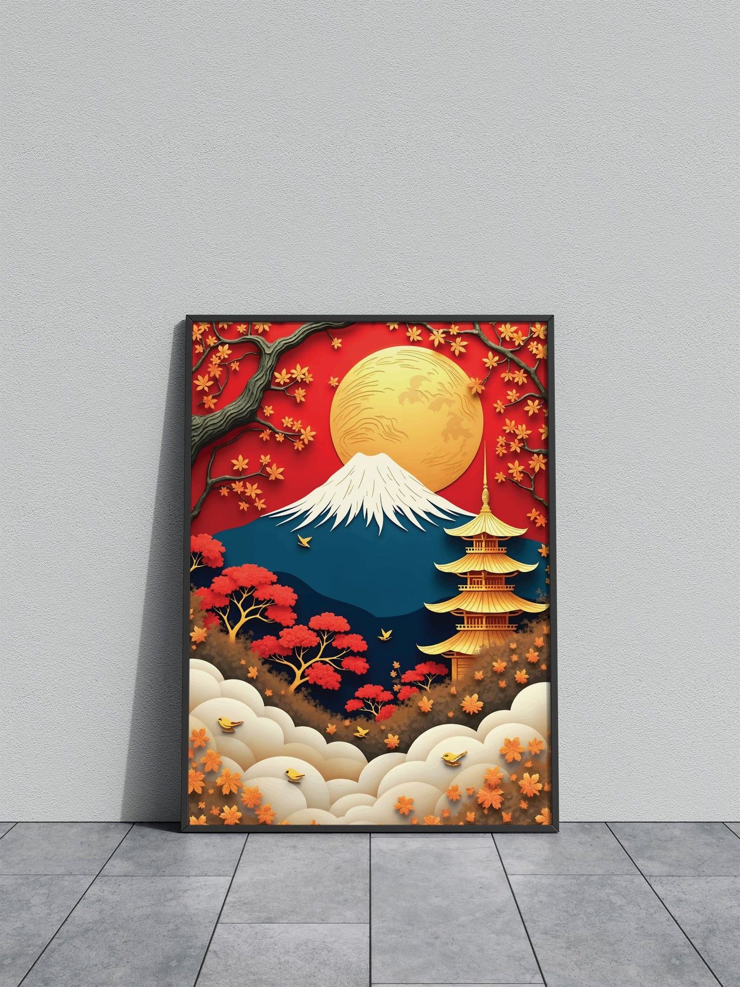 Mount Fuji Abstract Asian Style Poster | Wall Art for Home & Office | High-Quality Print - High-Quality Visual Display