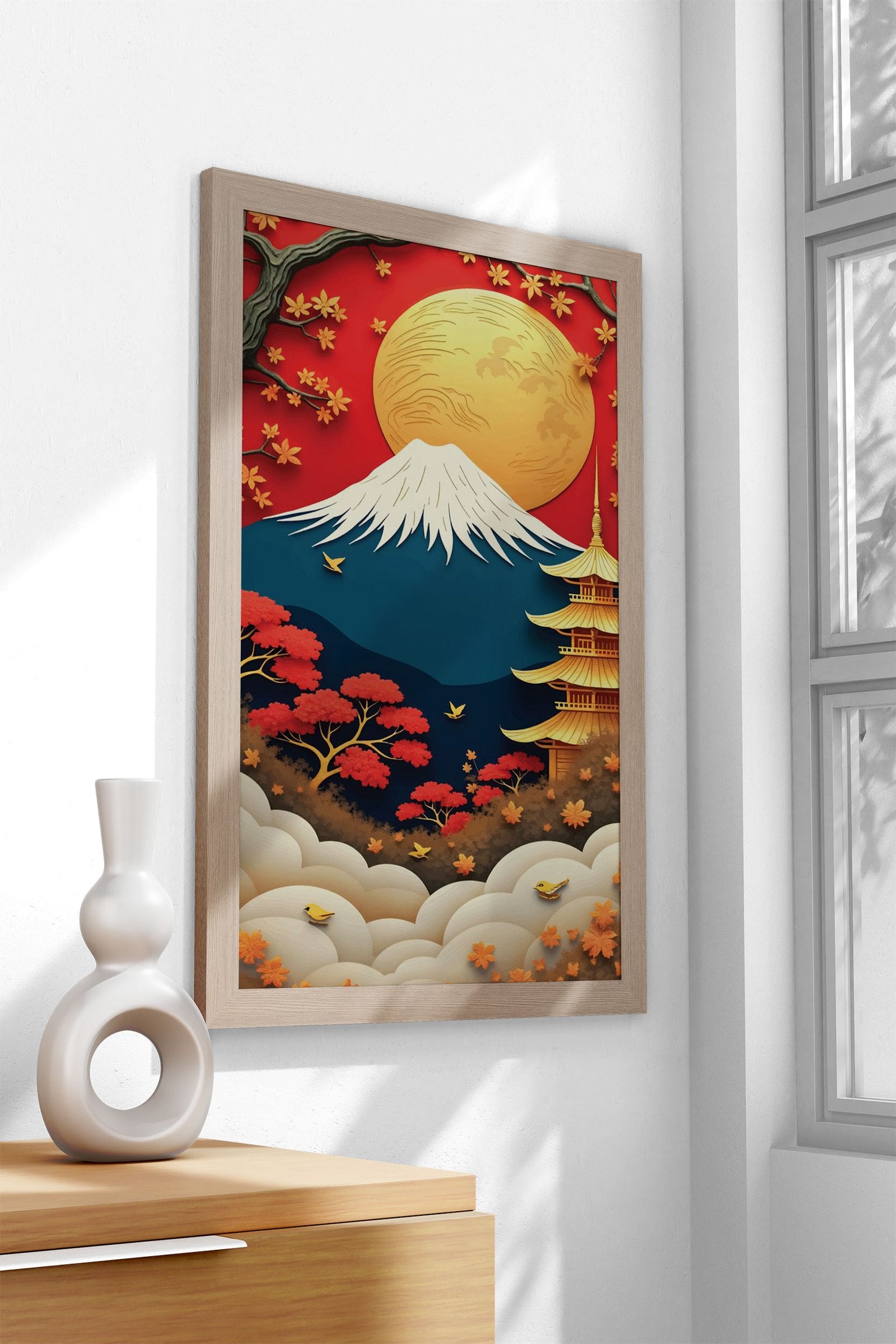Mount Fuji Abstract Asian Style Poster | Wall Art for Home & Office | High-Quality Print - High-Quality Visual Display