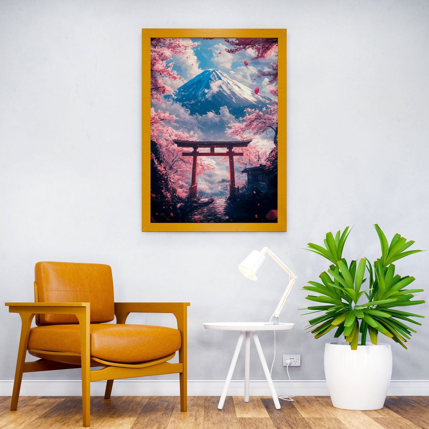 Mount Fuji Cherry Blossom Gate Asian Style Poster | Wall Art for Home & Office | High-Quality Print - High-Quality Visual Display