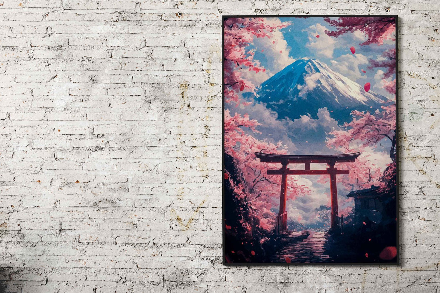 Mount Fuji Cherry Blossom Gate Asian Style Poster | Wall Art for Home & Office | High-Quality Print - High-Quality Visual Display