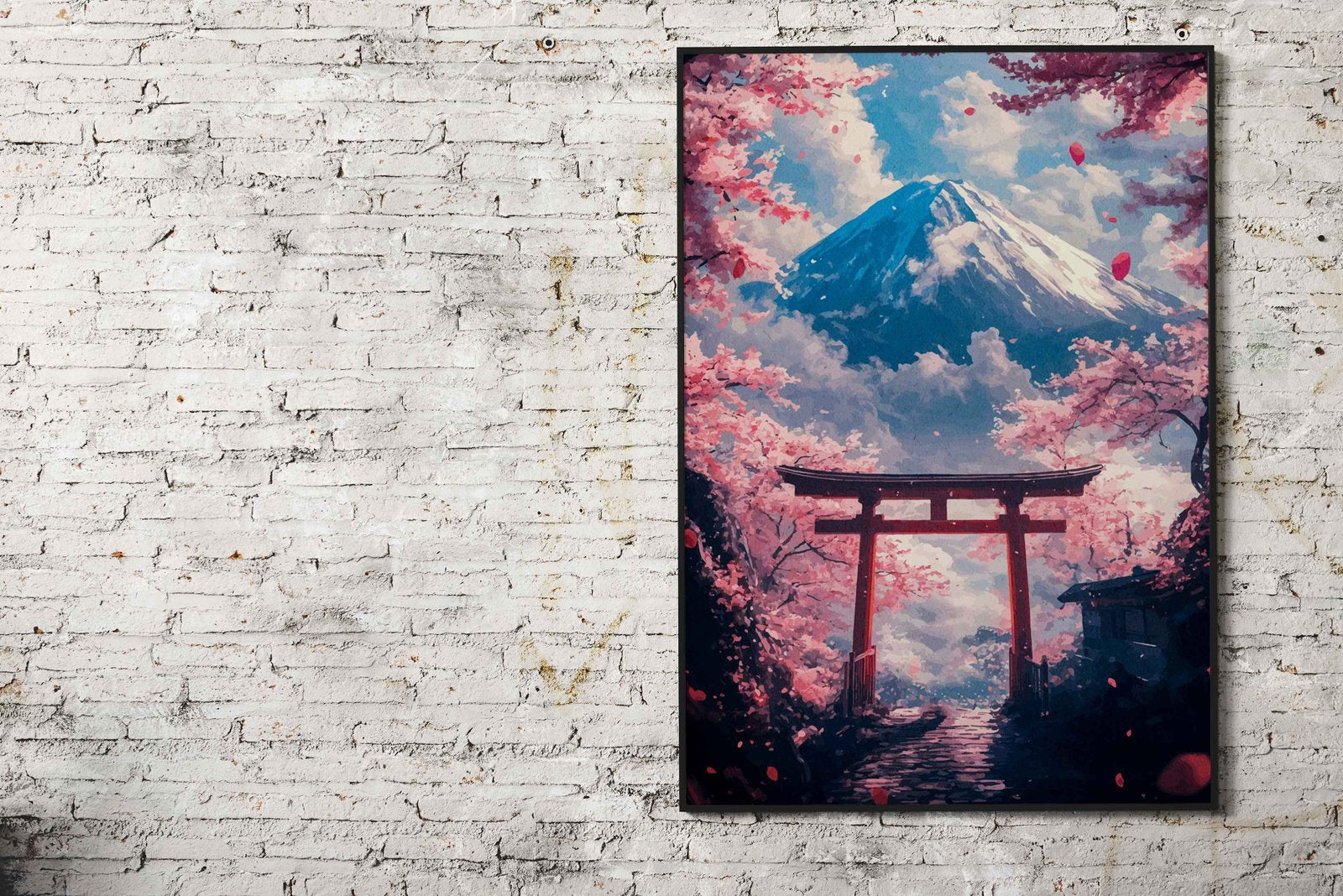 Mount Fuji Cherry Blossom Gate Asian Style Poster | Wall Art for Home & Office | High-Quality Print - High-Quality Visual Display