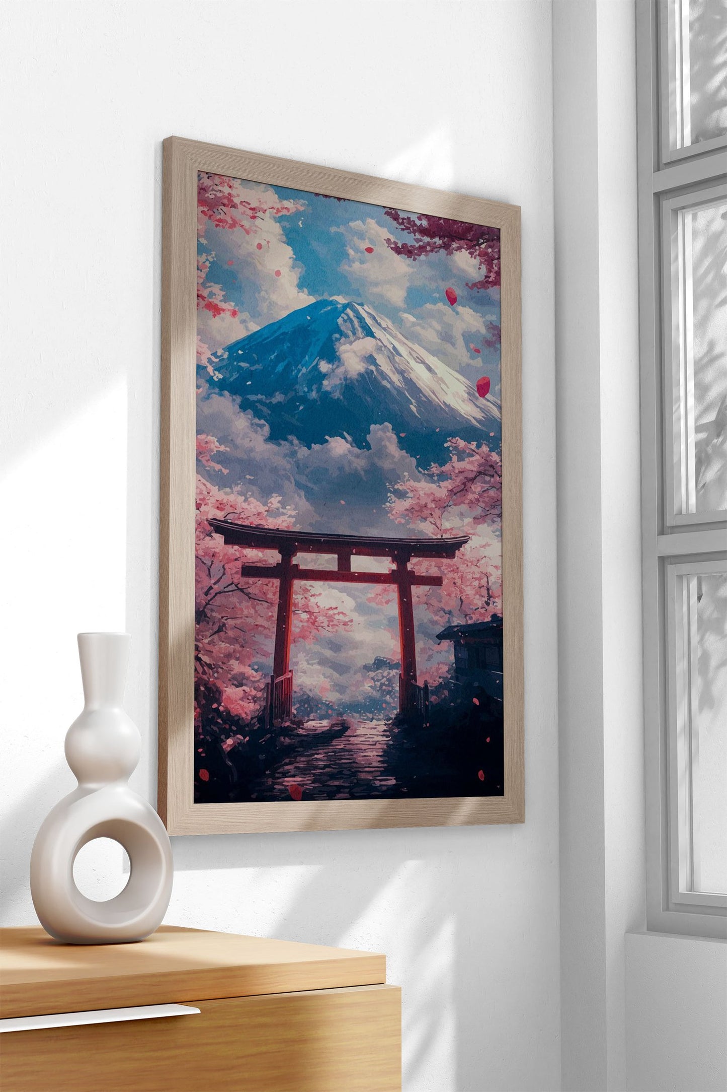 Mount Fuji Cherry Blossom Gate Asian Style Poster | Wall Art for Home & Office | High-Quality Print - High-Quality Visual Display