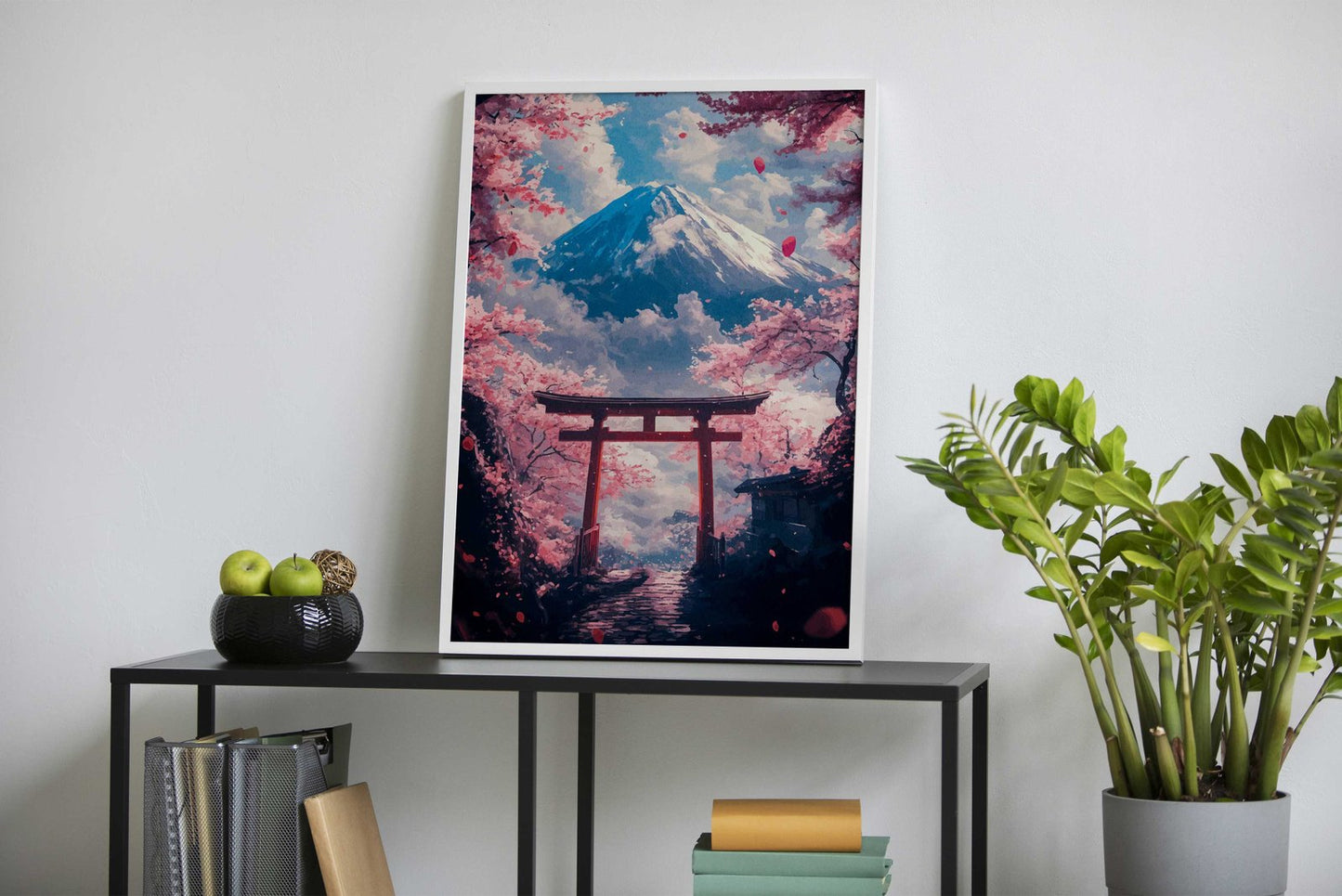 Mount Fuji Cherry Blossom Gate Asian Style Poster | Wall Art for Home & Office | High-Quality Print - High-Quality Visual Display
