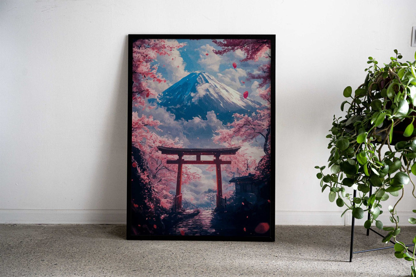 Mount Fuji Cherry Blossom Gate Asian Style Poster | Wall Art for Home & Office | High-Quality Print - High-Quality Visual Display