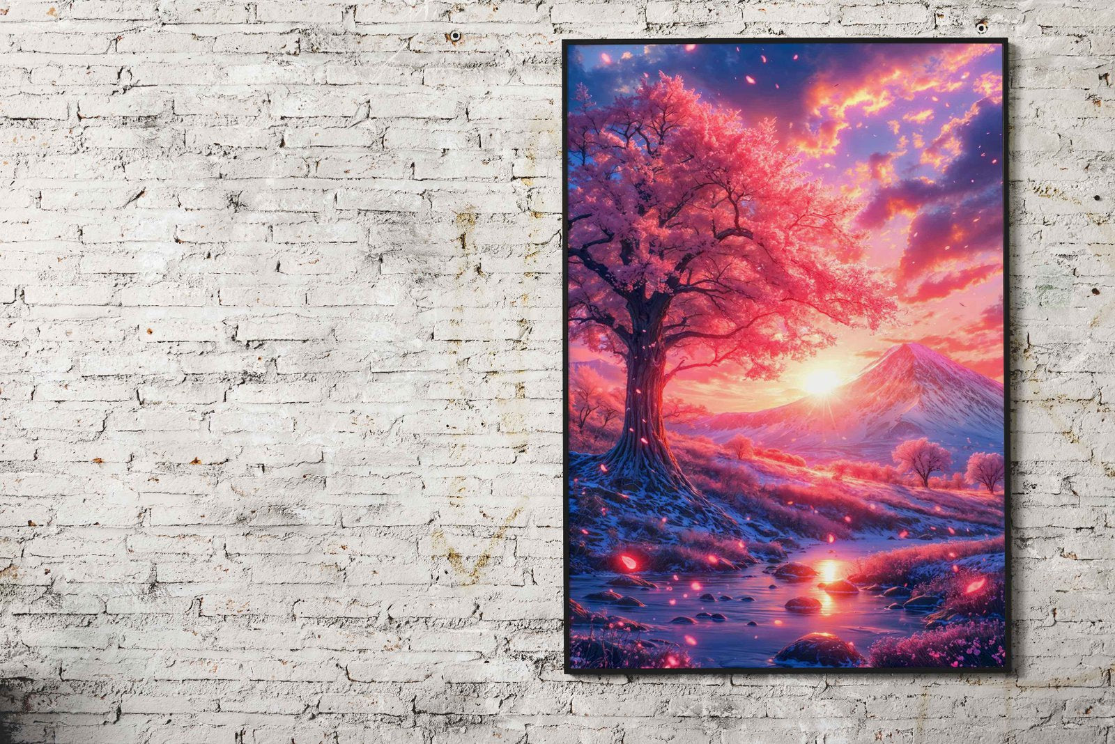 Mount Fuji Cherry Blossom Sunset Asian Style Poster | Wall Art for Home & Office | High-Quality Print - High-Quality Visual Display