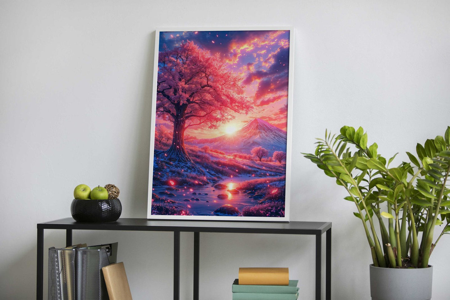 Mount Fuji Cherry Blossom Sunset Asian Style Poster | Wall Art for Home & Office | High-Quality Print - High-Quality Visual Display